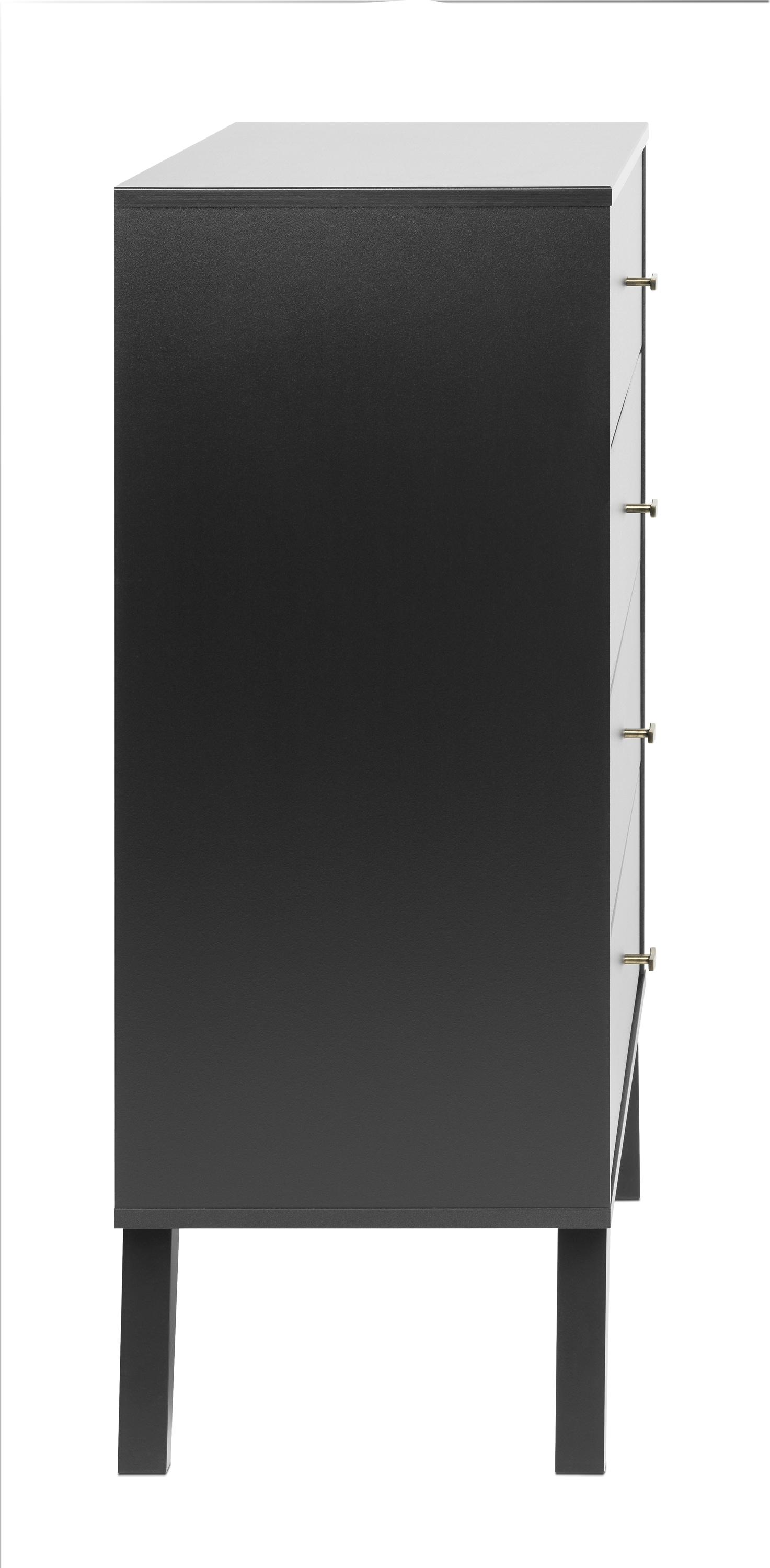 Prepac Milo Mid Century Modern 4-Drawer Vertical Chest, Black