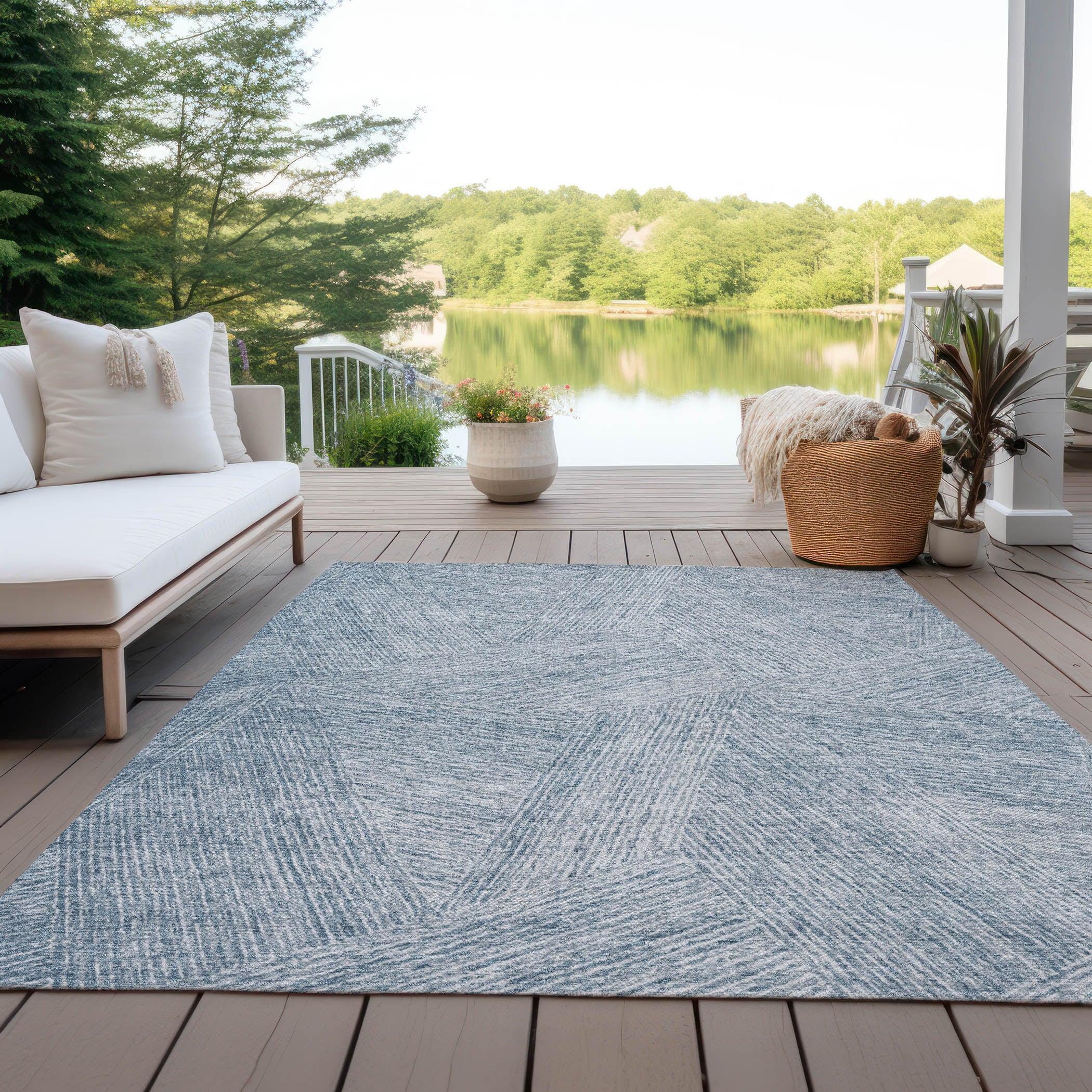 Machine Washable Indoor/Outdoor Chayden ACN991 Denim Rug