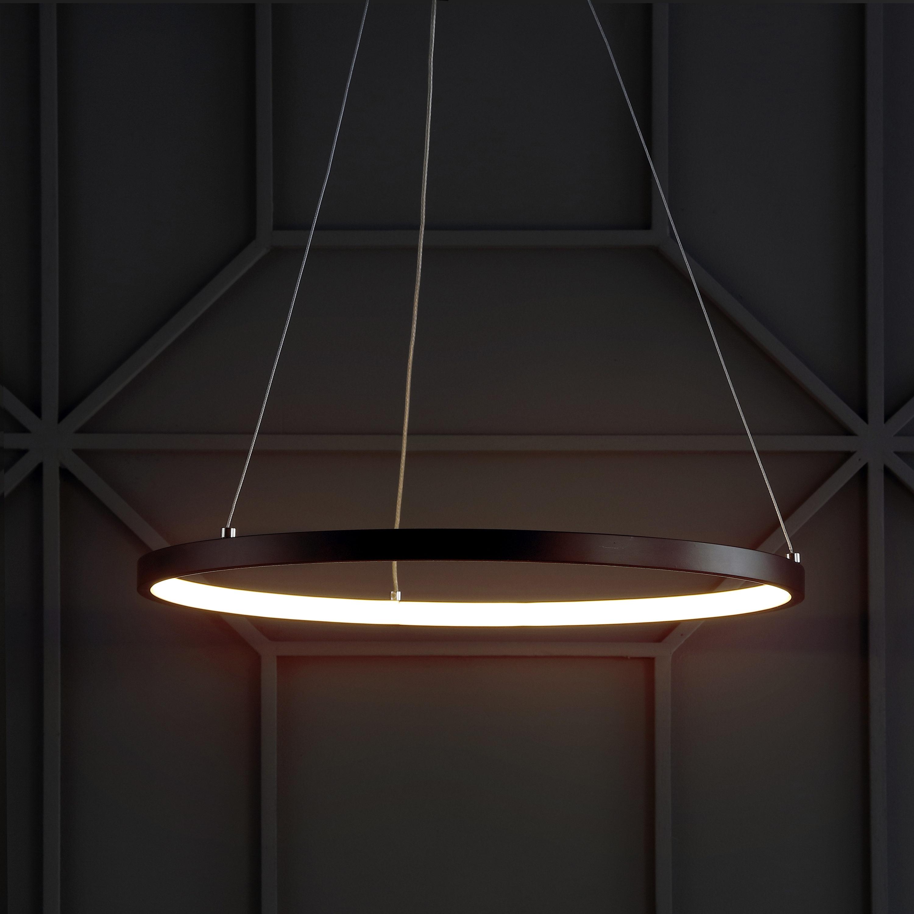 Bradley 15.7" Round Integrated LED Metal Pendant, Matte Black