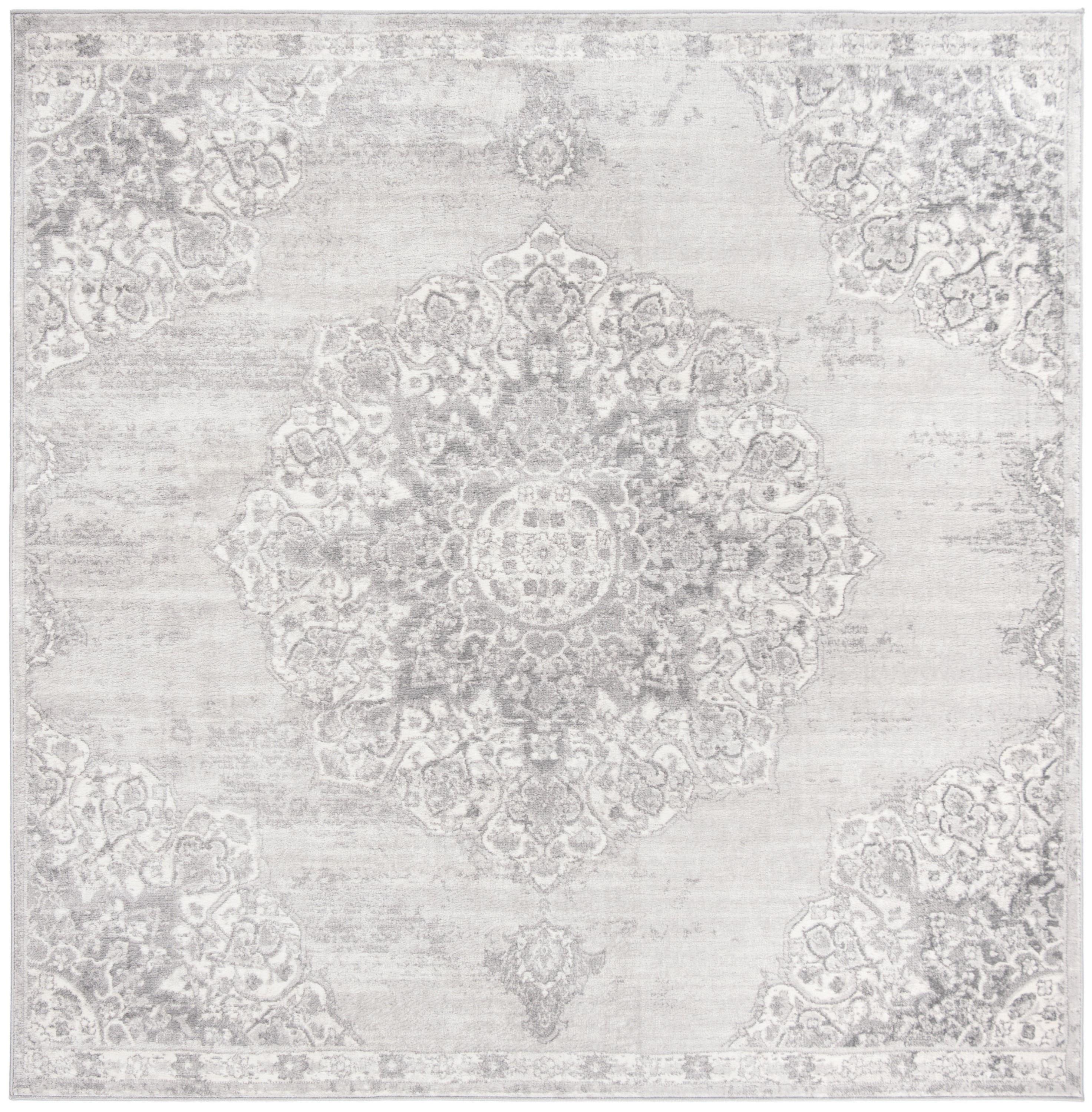 Brentwood BNT802 Power Loomed Area Rug - Grey/Ivory - 9'x9' - Safavieh.
