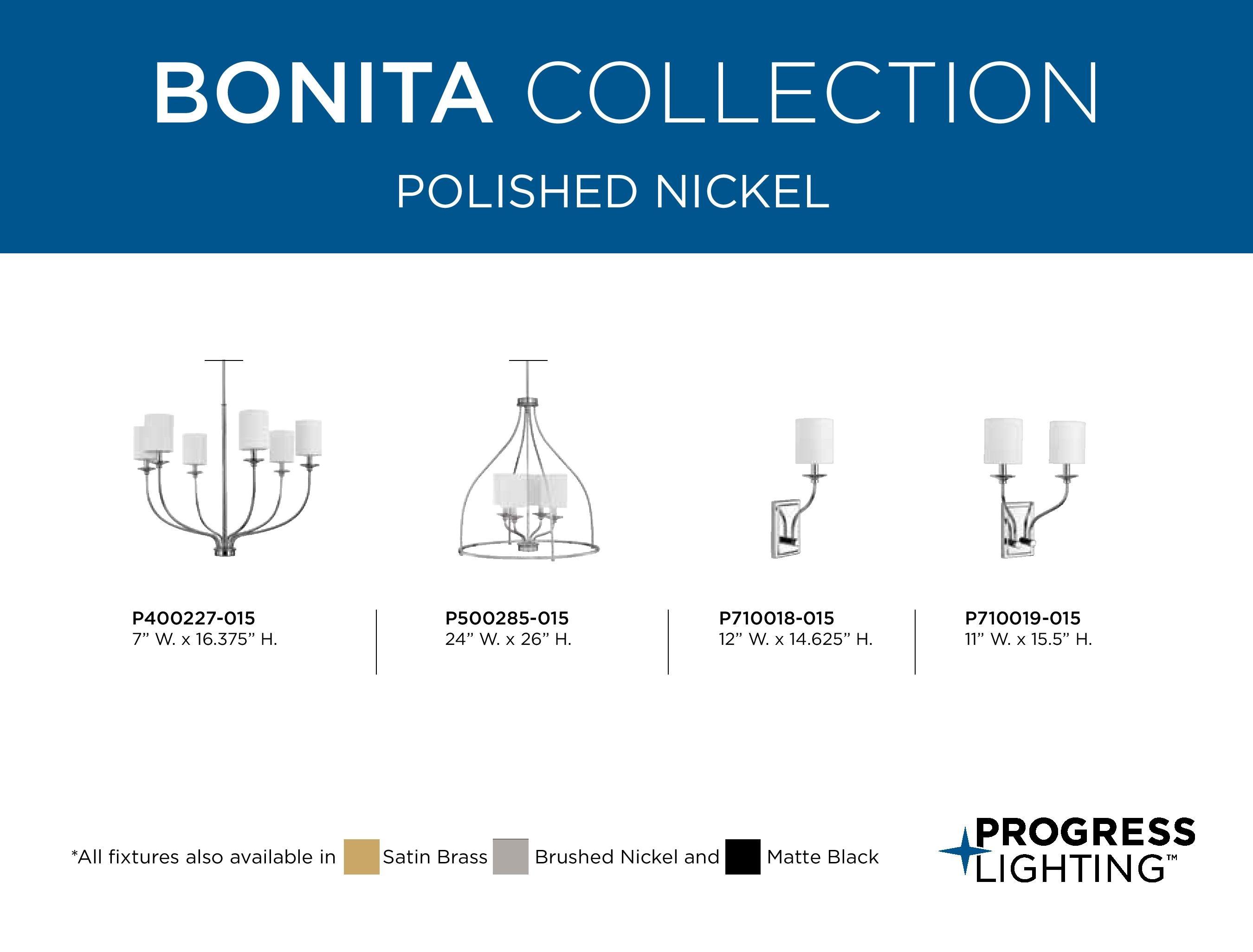 Bonita Collection Six-Light Polished Chrome White Linen Fabric Shade Luxe Chandelier Light