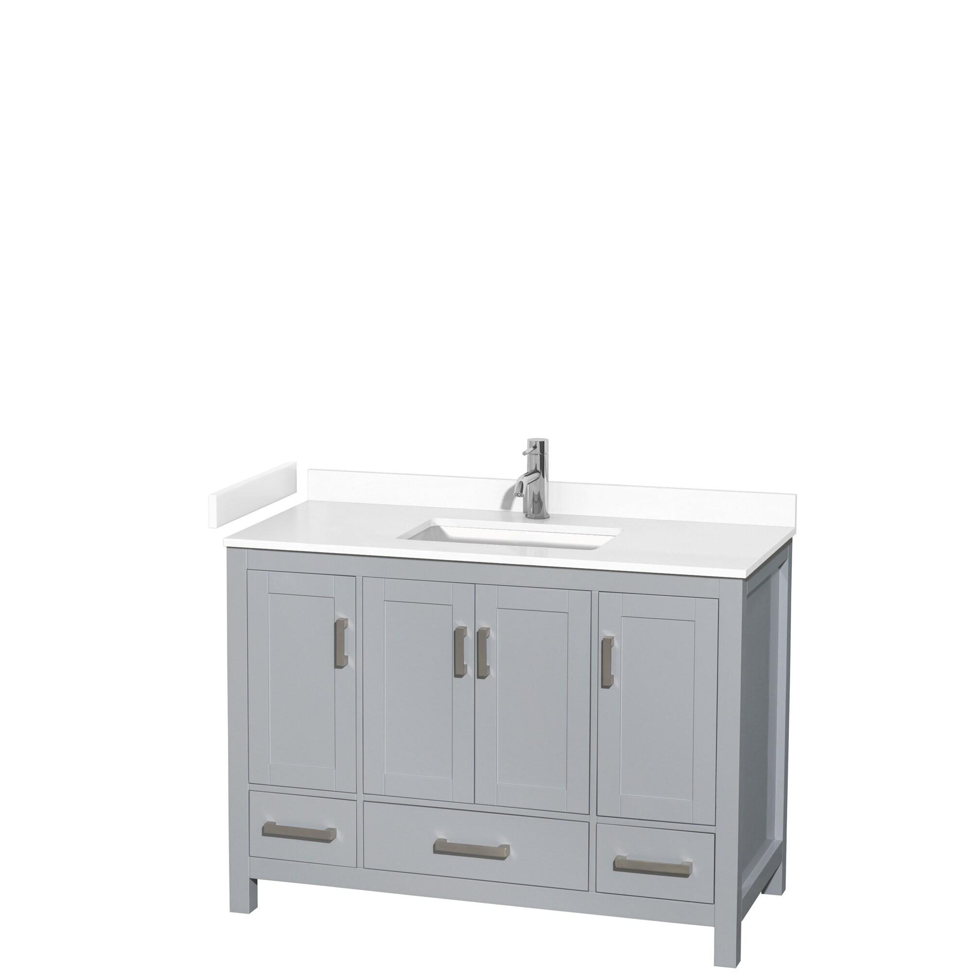 Wyndham Collection Sheffield 48" Freestanding Single Bathroom Vanity with Cultured Marble Top