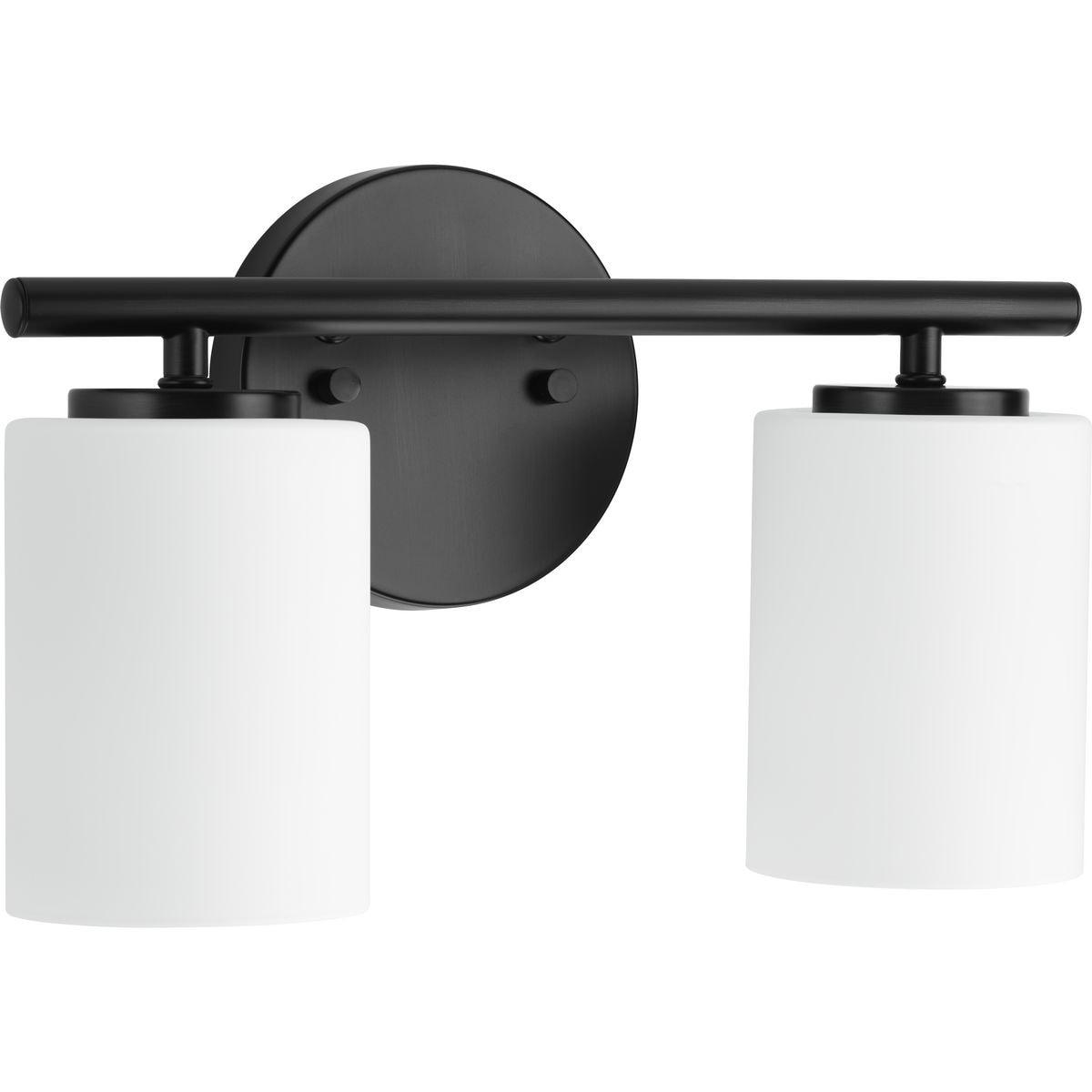 Progress Lighting Replay 2-Light Bath Vanity, Porcelain, Textured Black, Shade Included