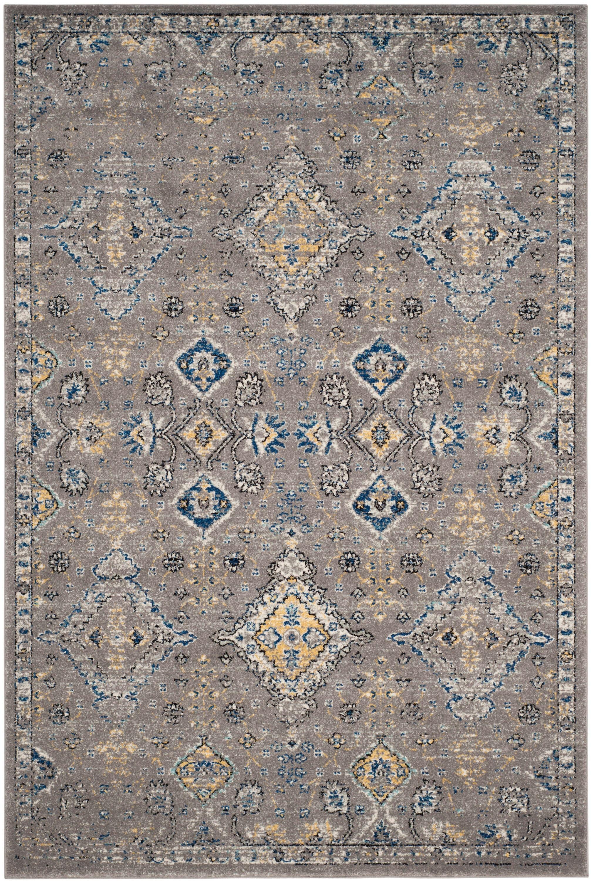 Evoke EVK224 Power Loomed Area Rug - Dark Grey/Yellow - 4'x6' - Safavieh.