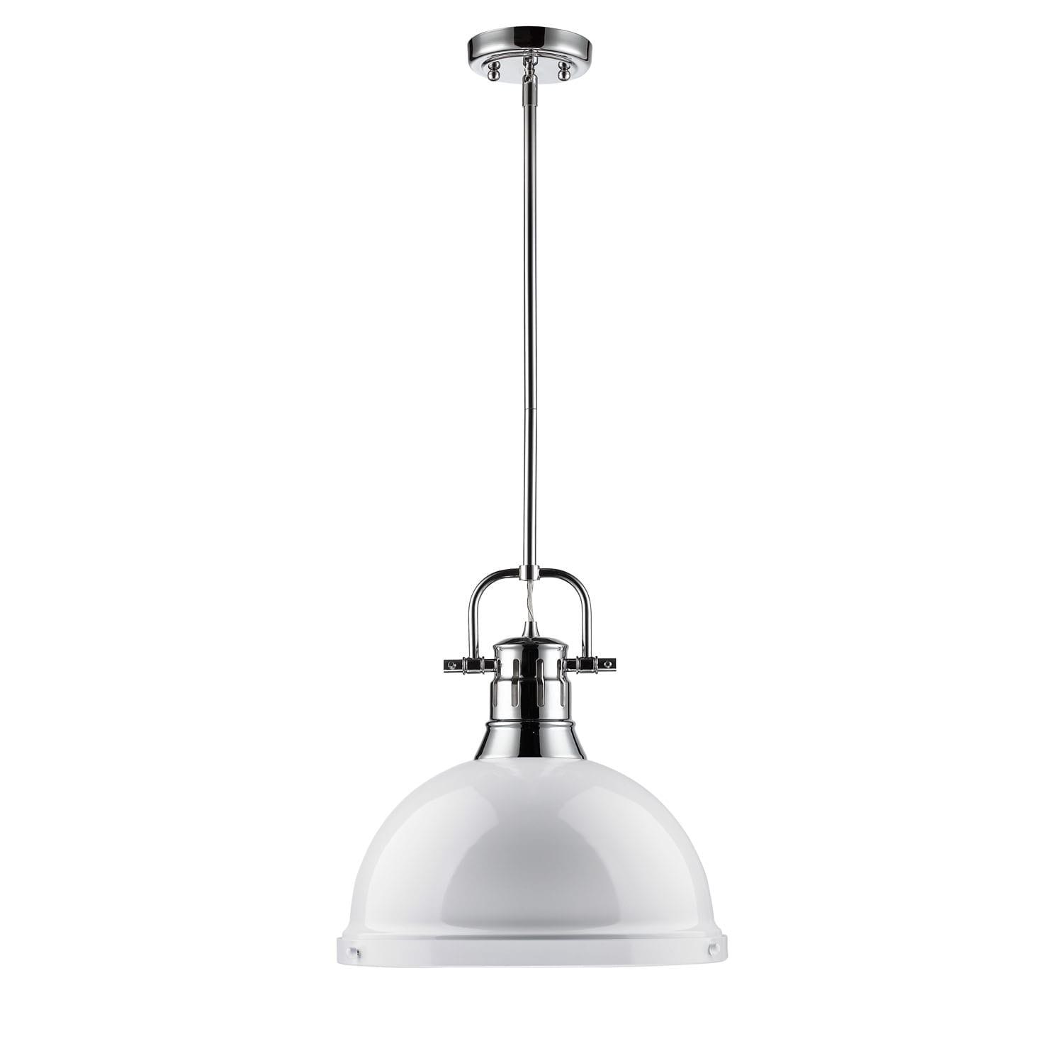 Golden Lighting Duncan 1-Light Large Pendant in Chrome with White