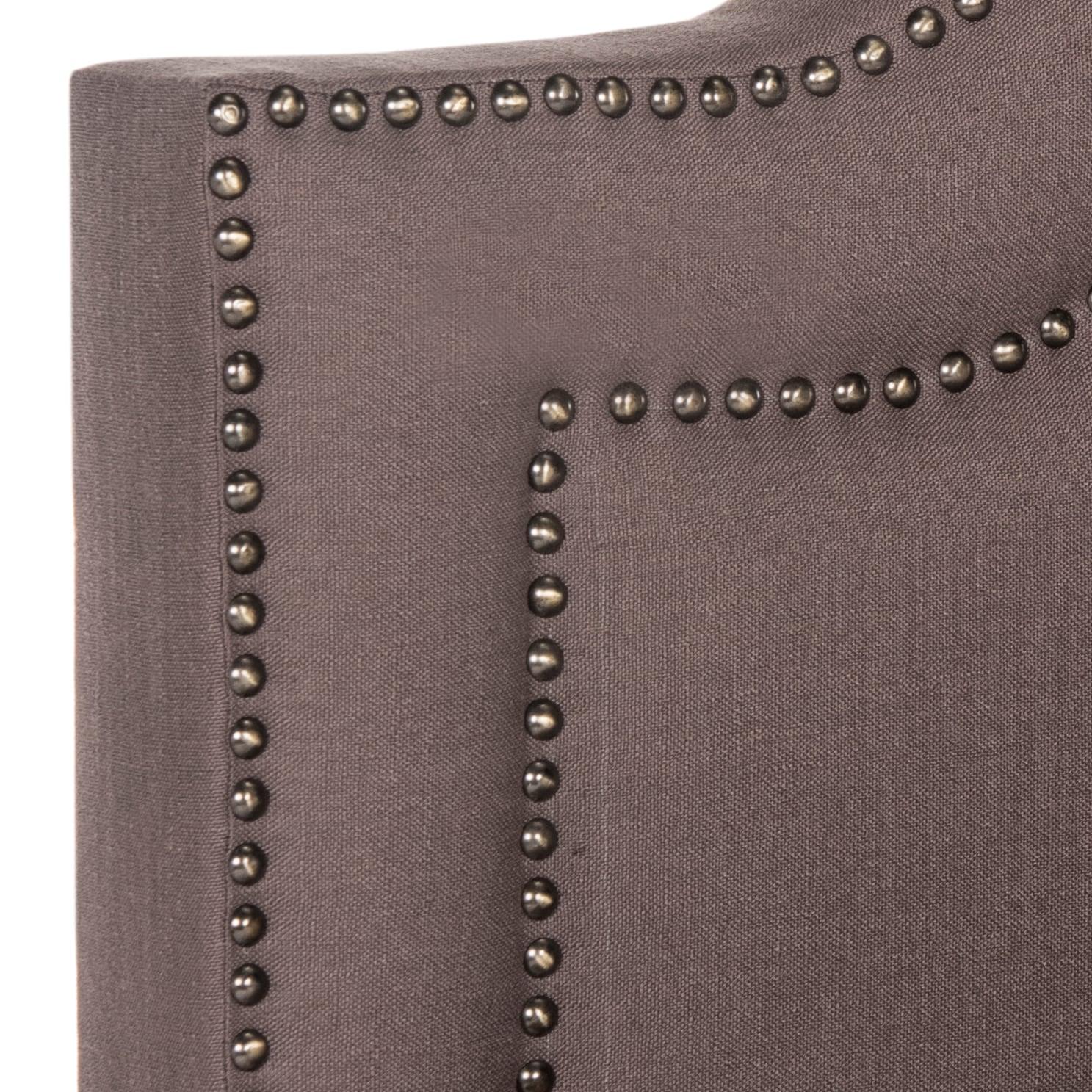 SAFAVIEH Theron Modern Elegant Upholstered Bed Frame with Nail Heads, Queen, Dark Taupe