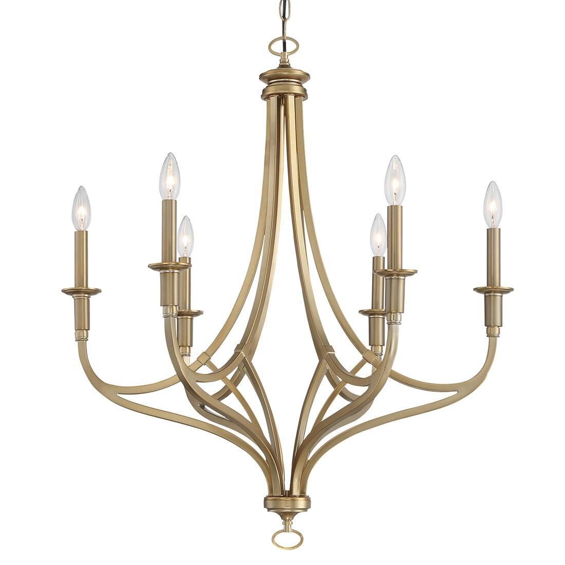 Minka Lavery Brushed Honey Gold Chandelier 28" Wide Modern 6-Light Fixture for Dining Room House Foyer Kitchen Entryway Bedroom