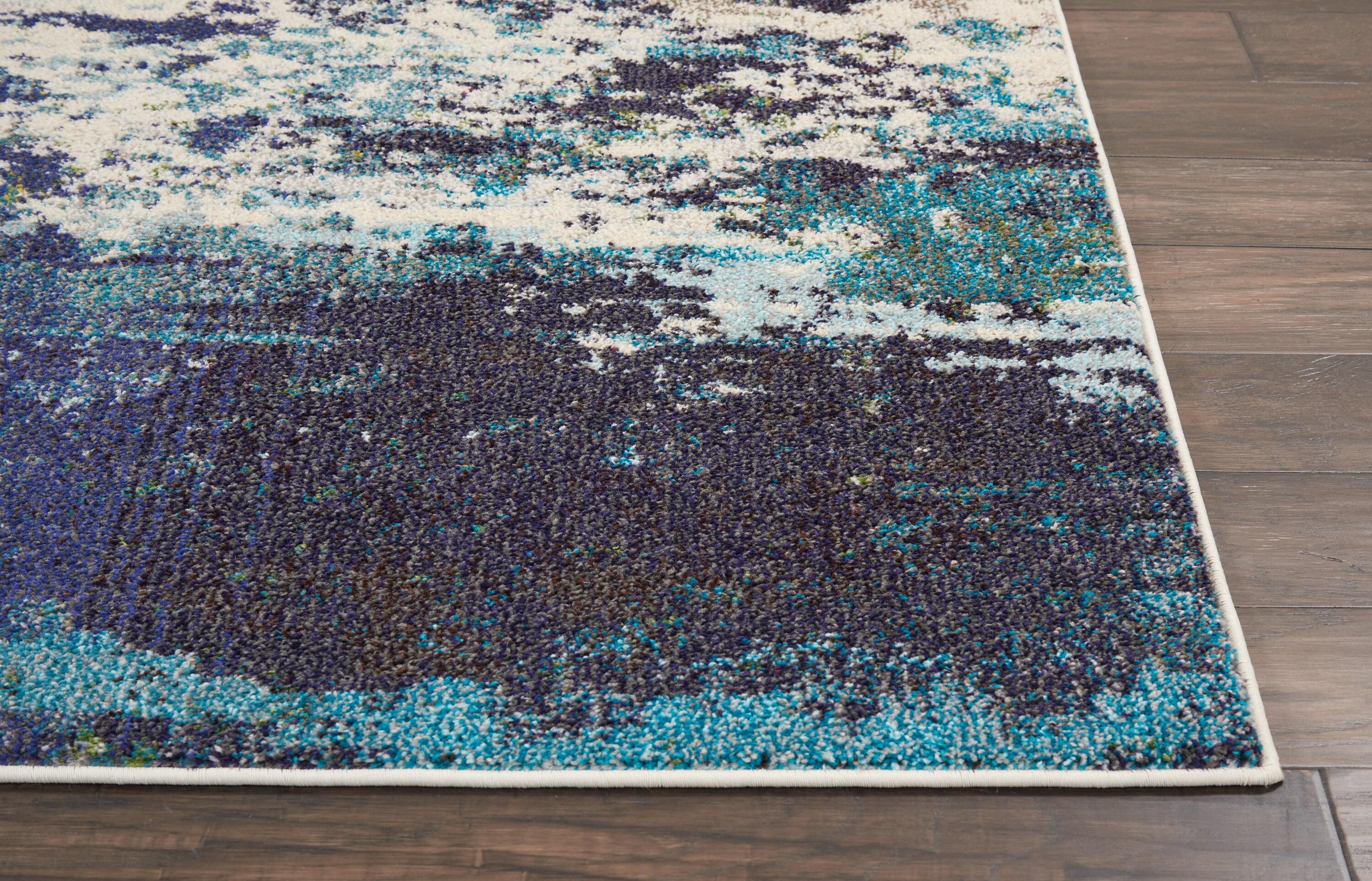 Nourison Celestial CES02 Ivory/Teal Blue Area Rug 7'10" x 10'6"