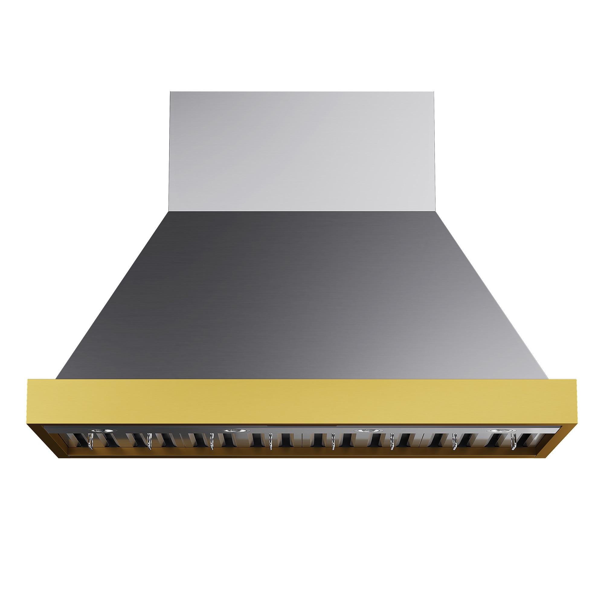 Kucht 48 in. 800 CFM Wall Mounted Range Hood with Gold Accents