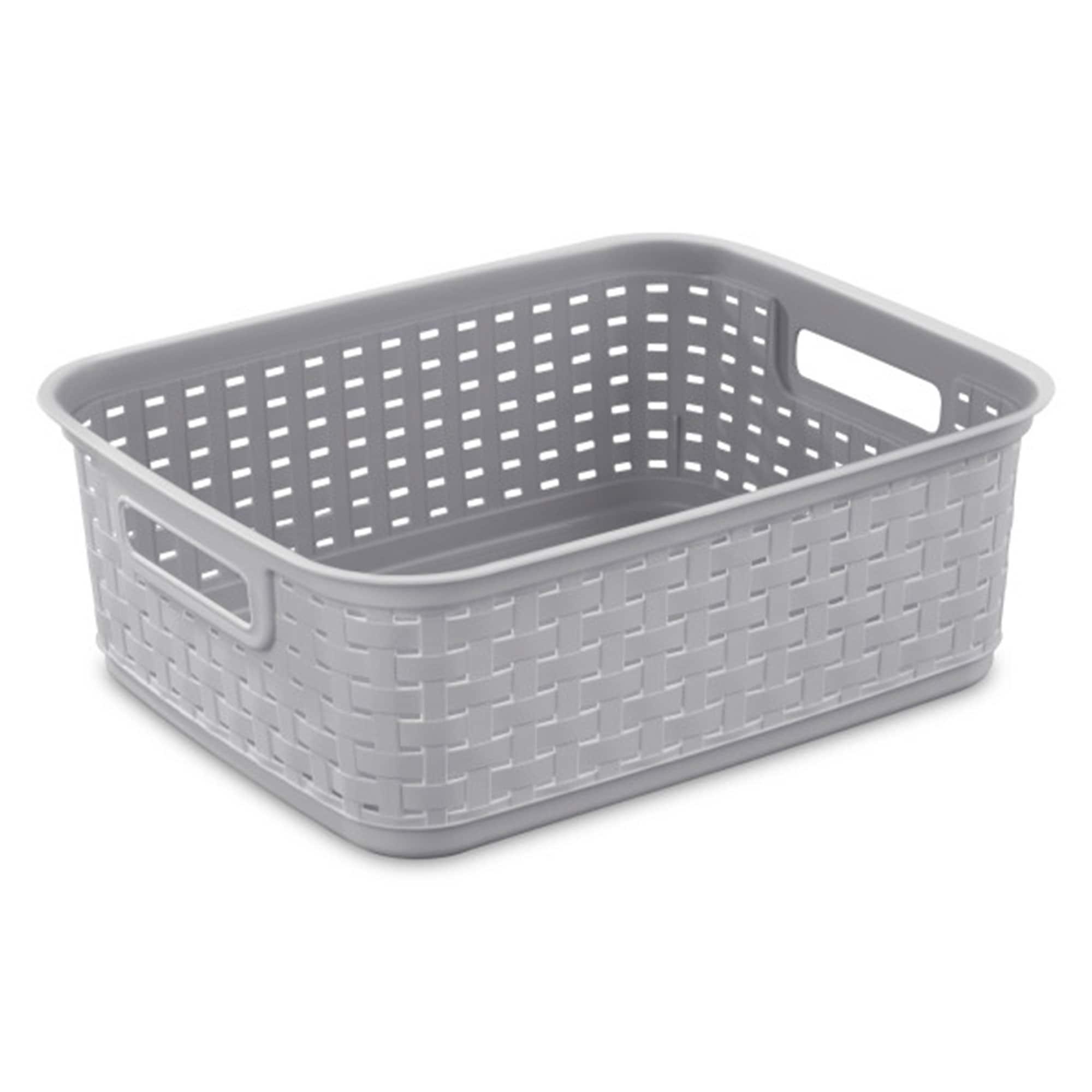 Sterilite Sterilite Short Weave Basket, Decorative Storage Bin, Organize the Closet, Bathroom or Classroom (Set of 6)