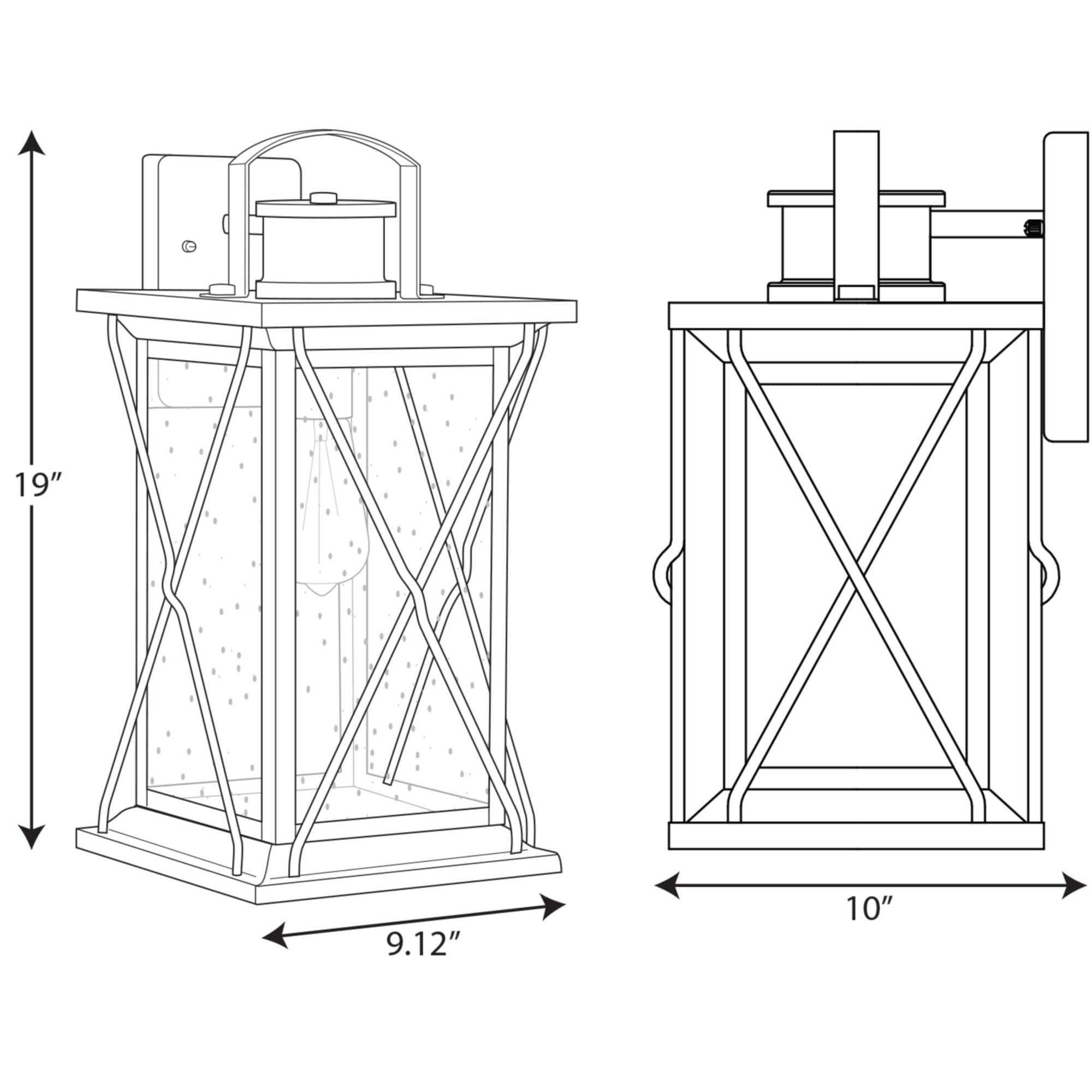 Progress Lighting Barlowe 1-Light Outdoor Wall Lantern in Antique Bronze with Clear Seeded Glass