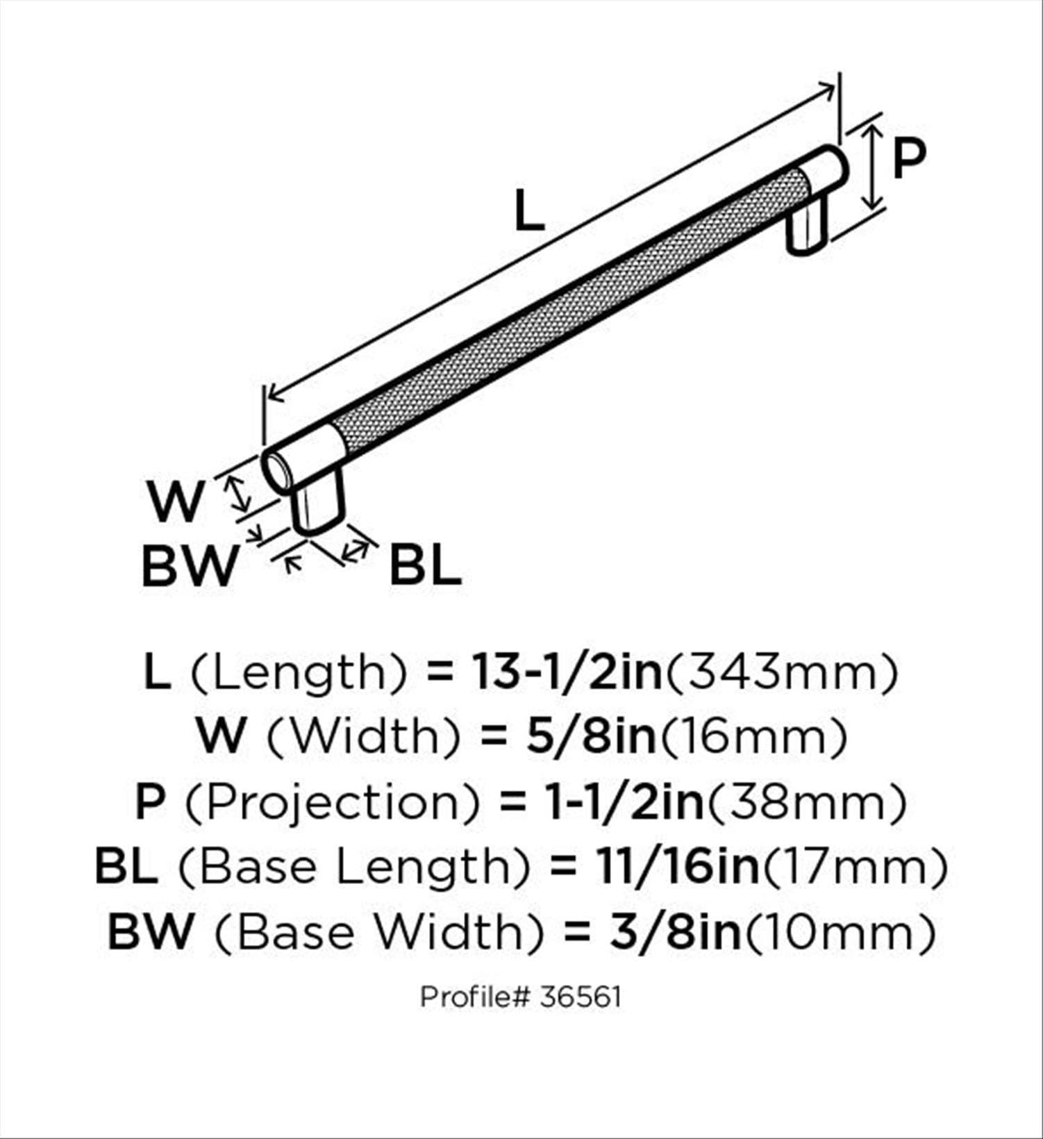 Amerock Esquire 12-5/8 inch (320mm) Center-to-Center Polished Nickel/Black Bronze Cabinet Pull