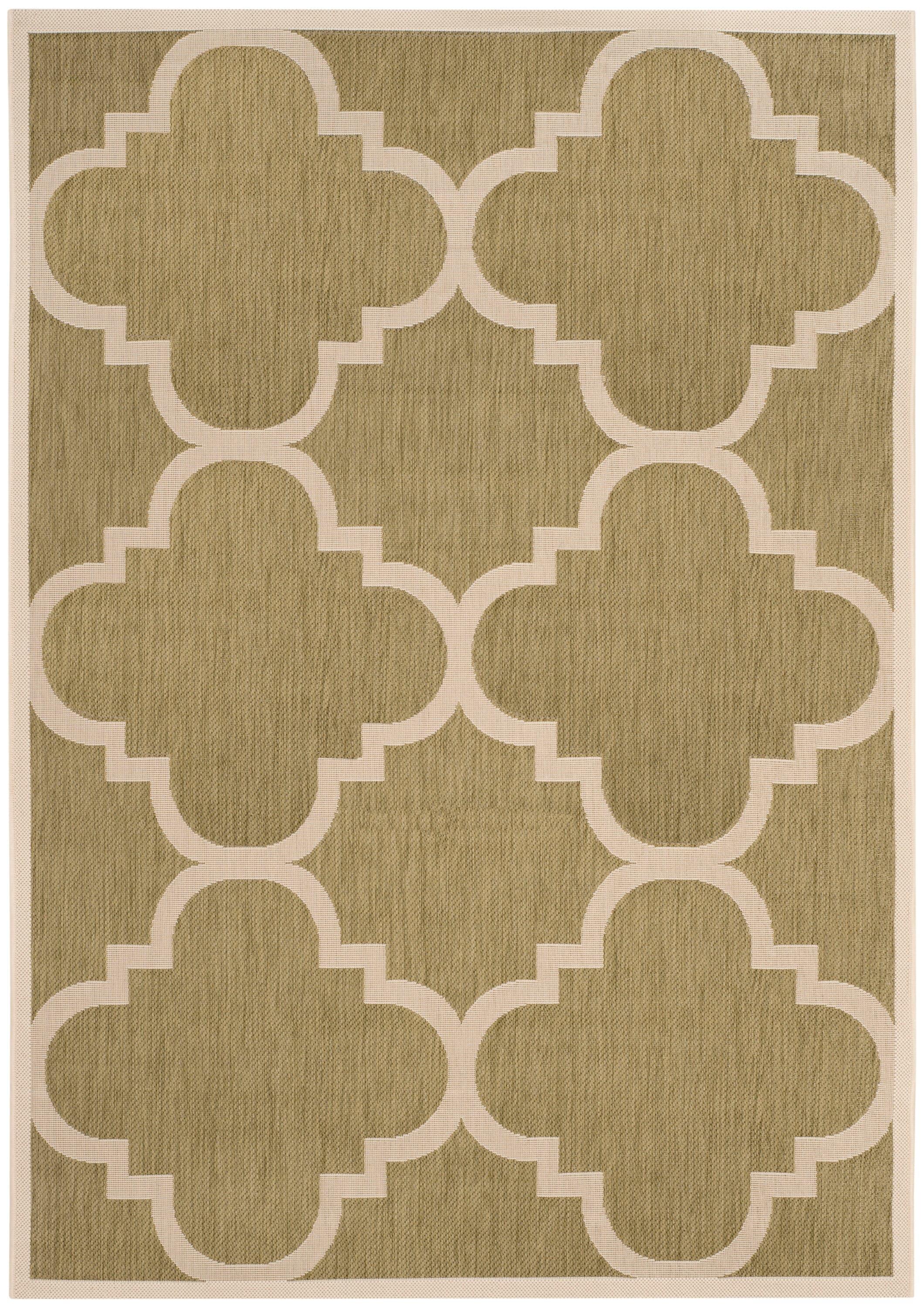 Courtyard CY6243 Power Loomed Indoor and Outdoor Area Rug - Green/Beige - 5'3"x7'7" - Safavieh