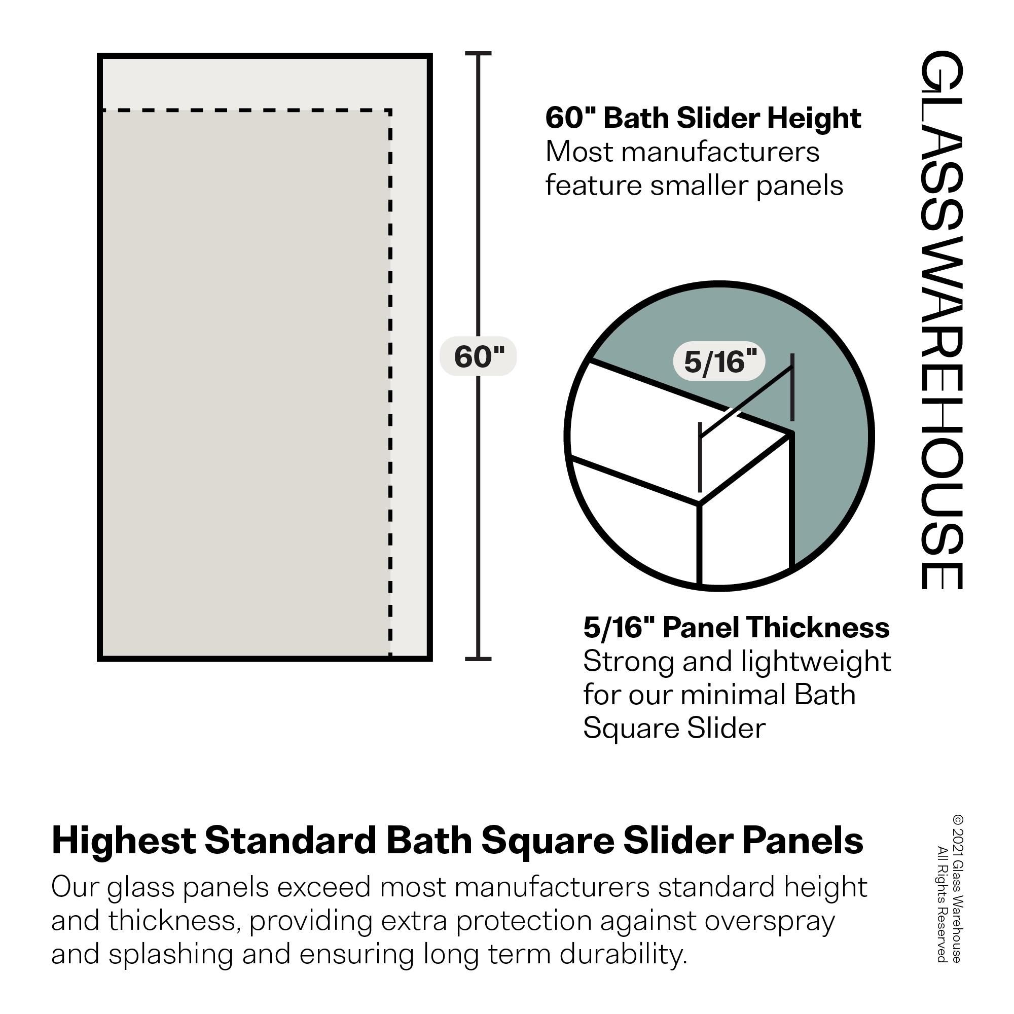 Astro 56 in. - 60 in. x 60 in. Frameless Sliding Bathtub Door