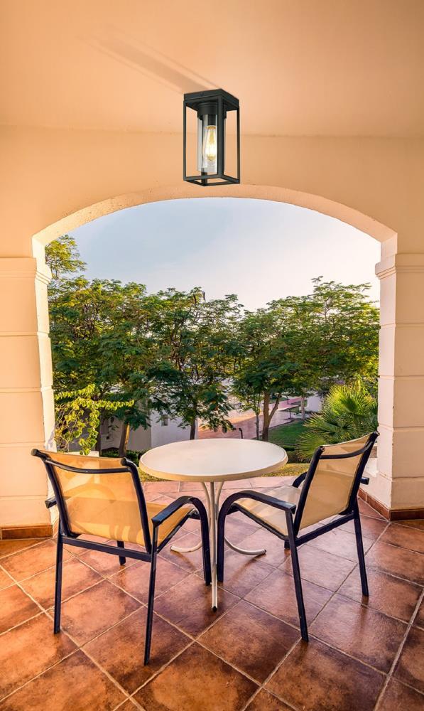 1-Light Walker Hill Outdoor Flush Mount Matte Black - EGLO: ETL Listed, Semi-Flush, Glass Shade, Steel Body