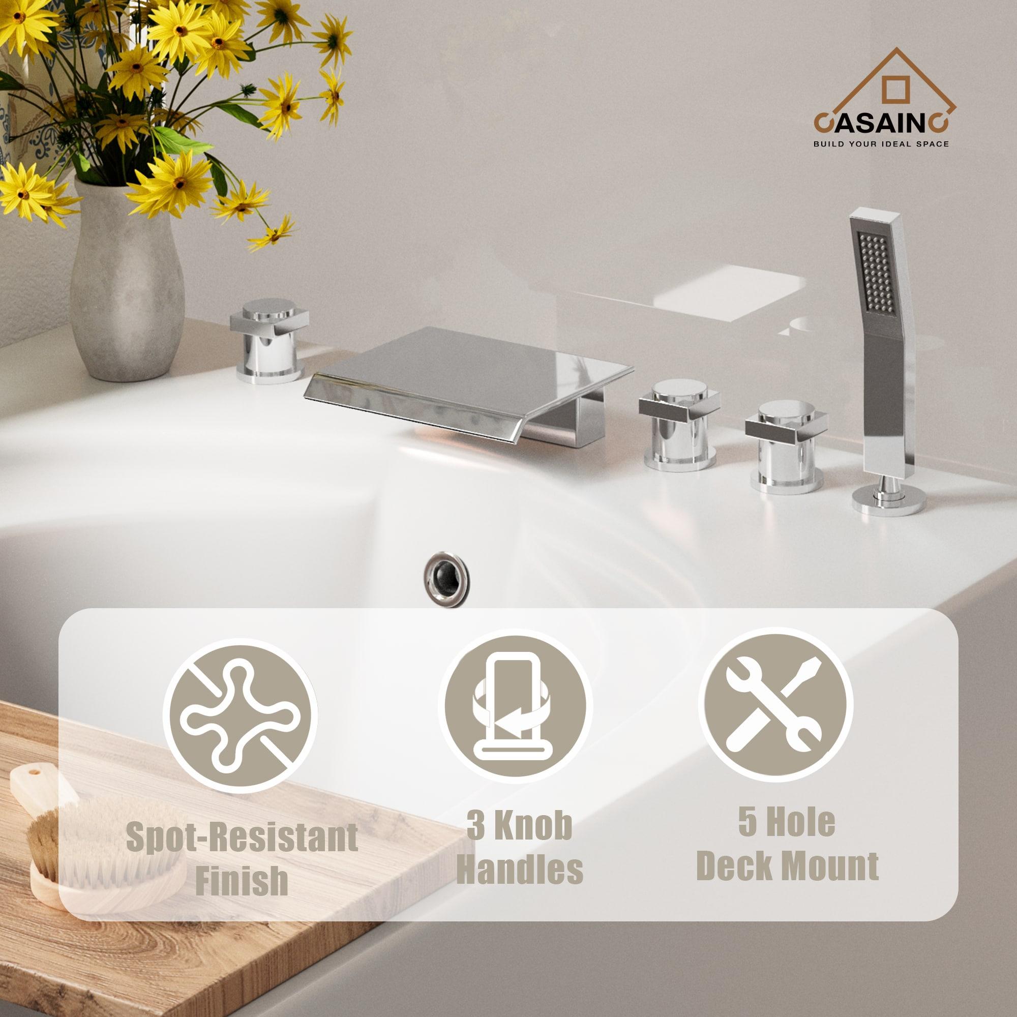 Single Handle Freestanding Bathtub Faucet with Diverter and Handshower