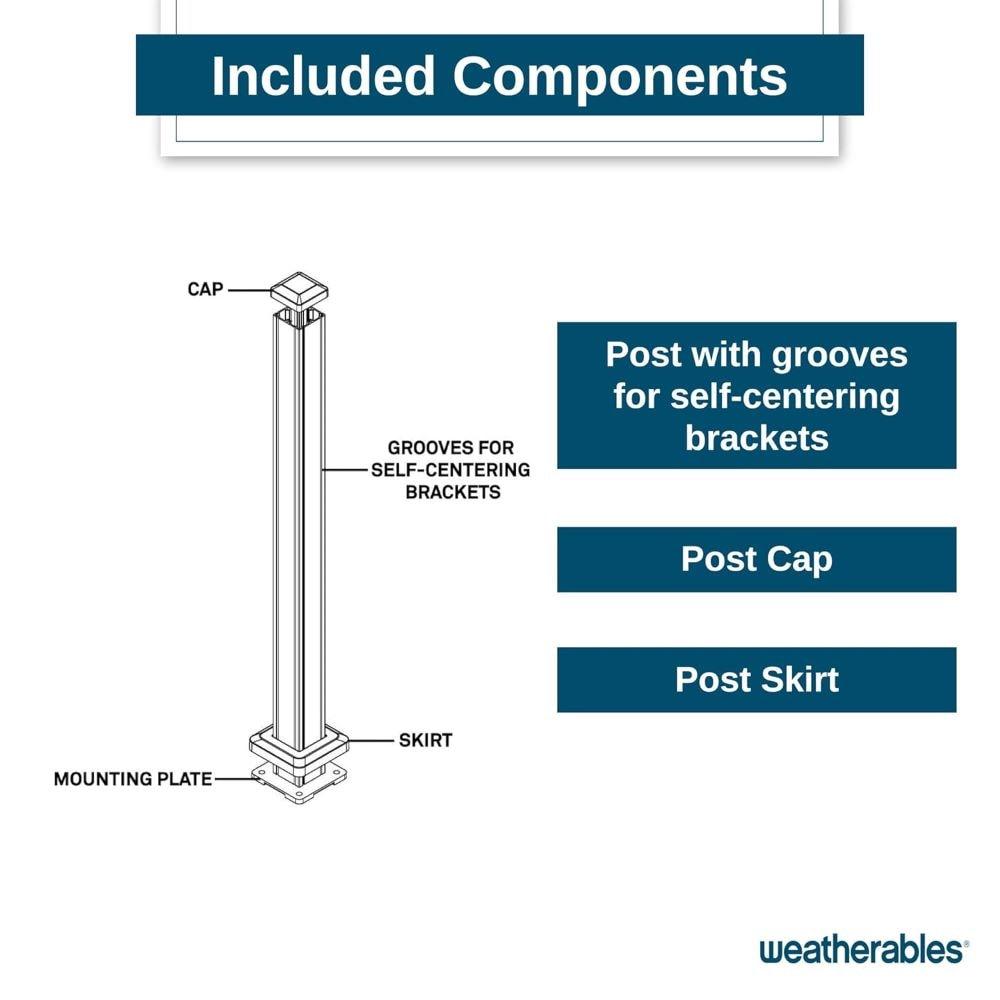 Weatherables 2-1/2-in x 2-1/2-in x 3-1/4-ft Textured Black Aluminum Deck Post