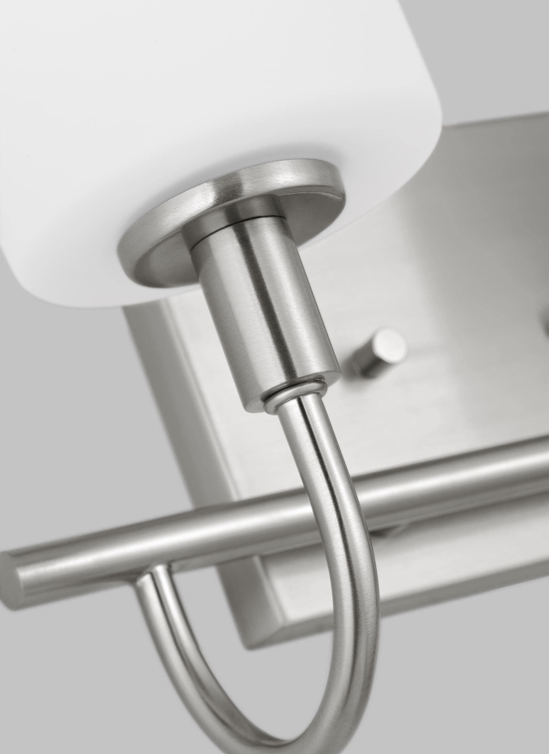 Oak Moore 13.875" Brushed Nickel 2-Light Bath Vanity with Etched Glass
