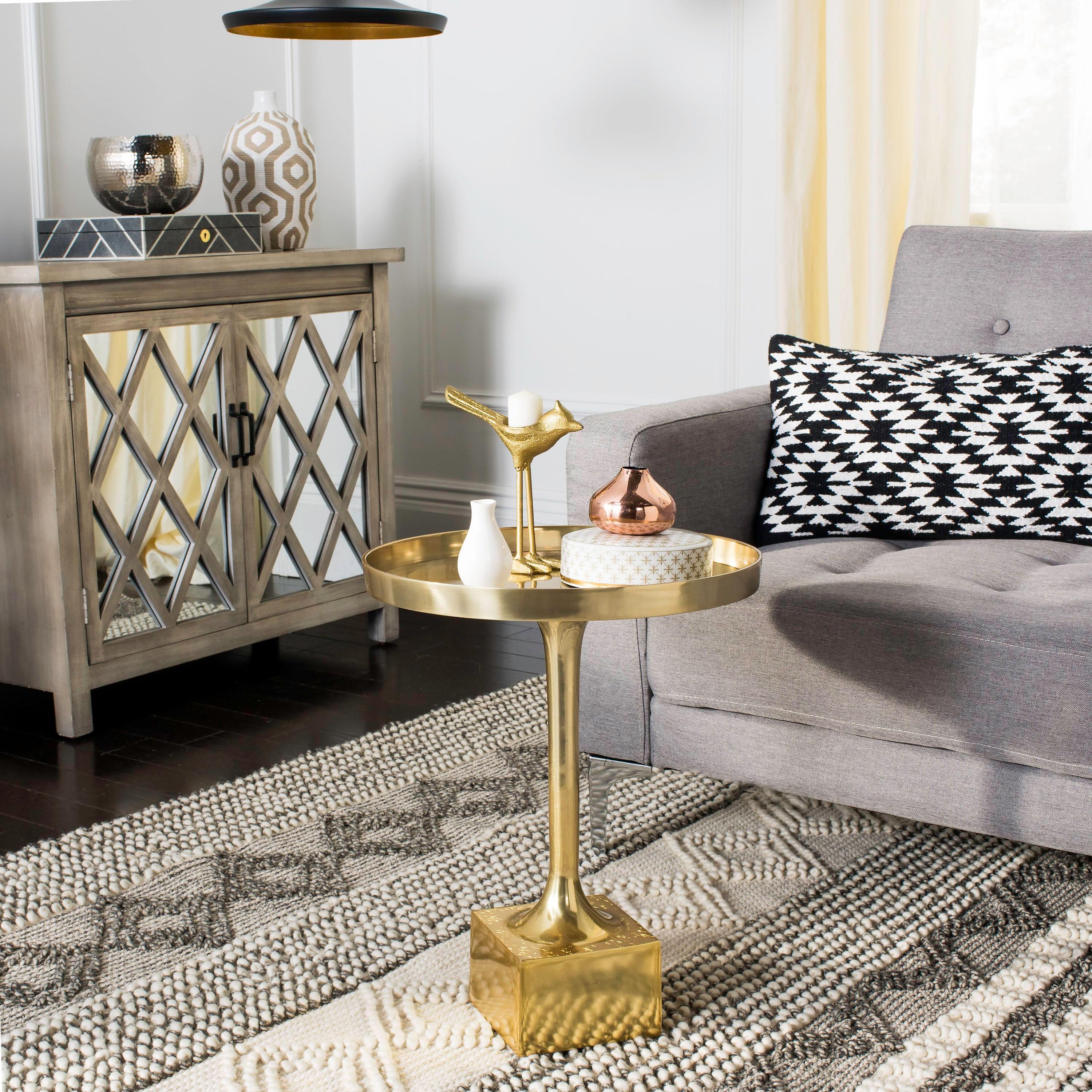 Corvus Round Side Table - FOX5519A - Antique Brass - Safavieh Couture