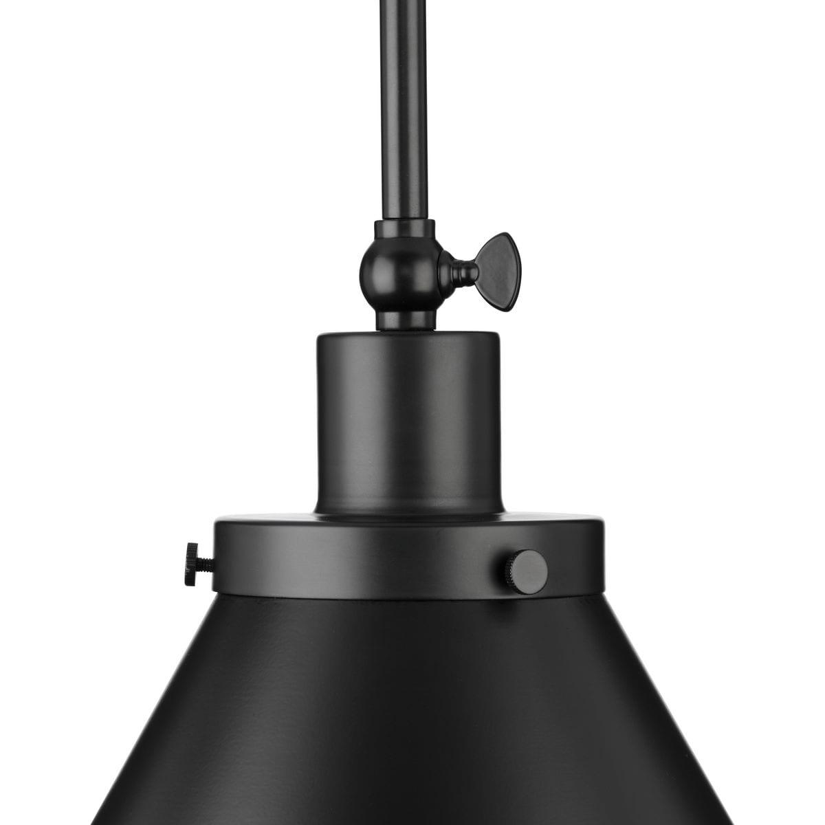 Progress Lighting Hinton 1-Light Pendant, Matte Black, Cone Shade