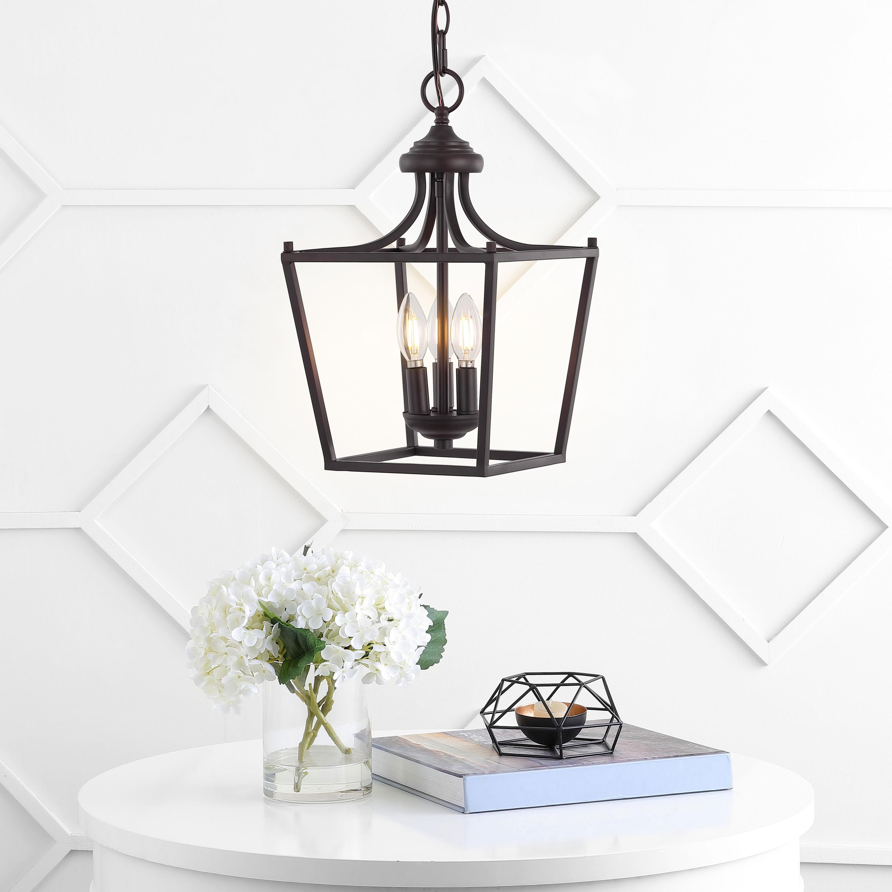 Camden 10" 3-Light Iron Classic Midcentury Pendant Lantern, Oil Rubbed Bronze