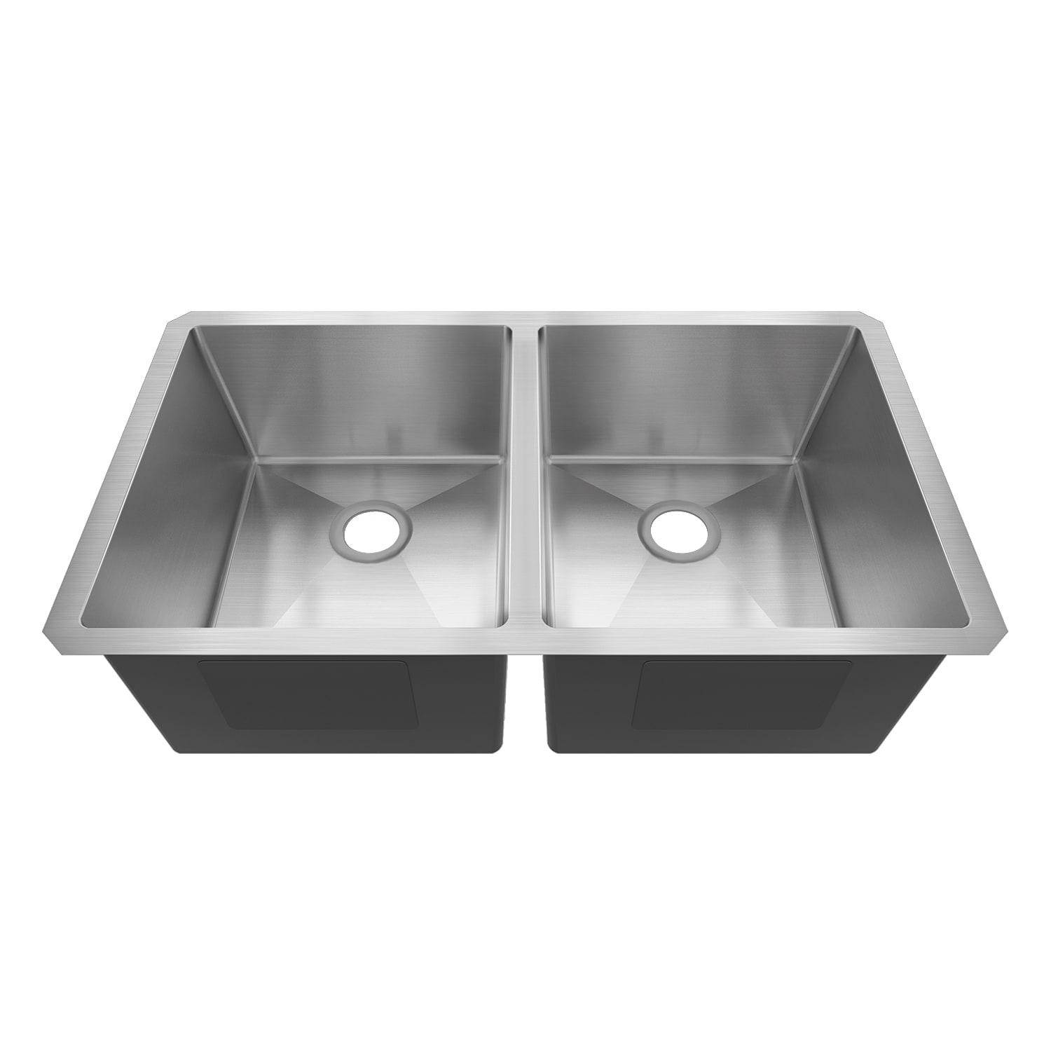 Sinber 32" x 19" Undermount Double Bowl Kitchen Sink with 18 Gauge 304 Stainless Steel Satin Finish