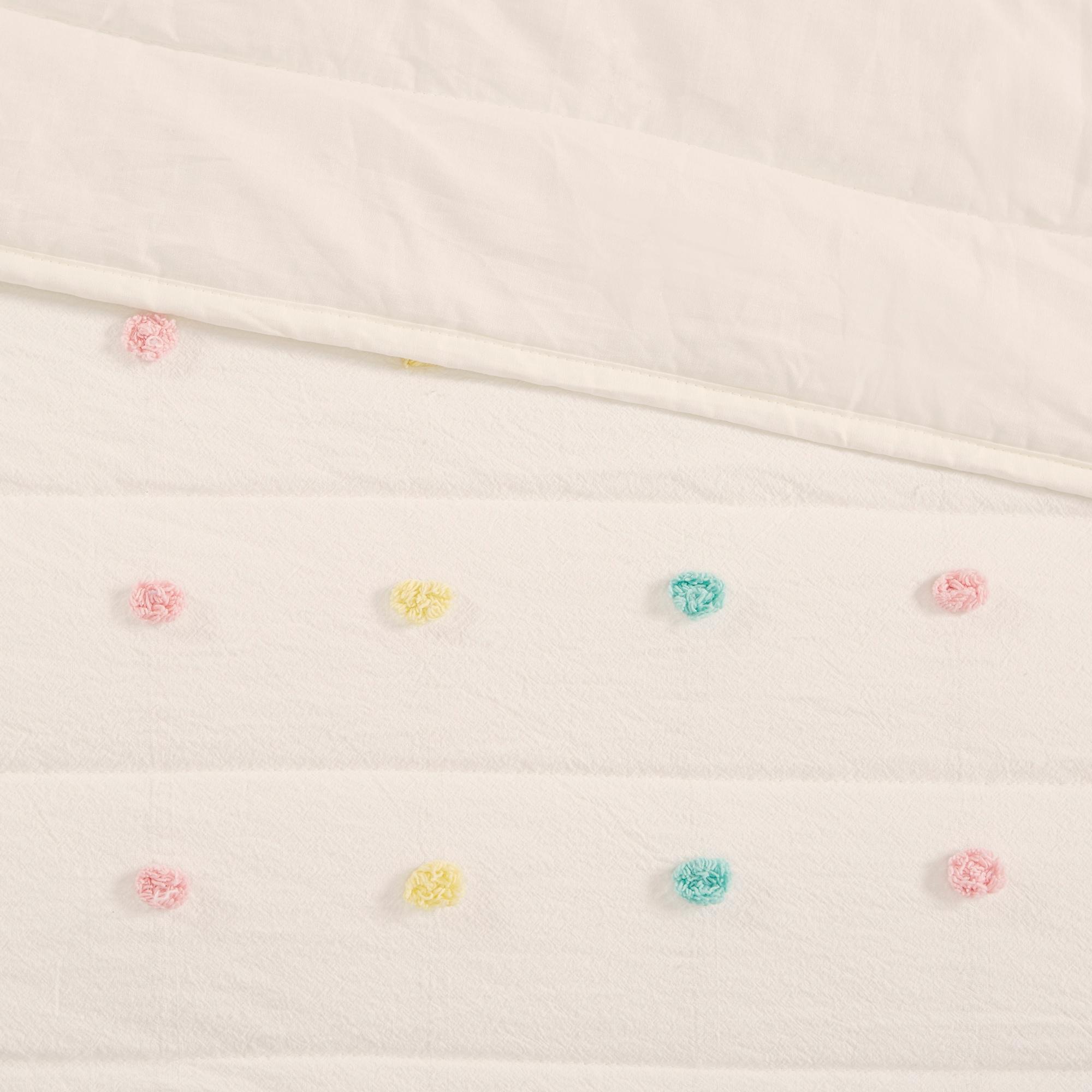 Intelligent Design Kids Callie Pom Pom Cotton Jacquard Quilt Set with Throw Pillows