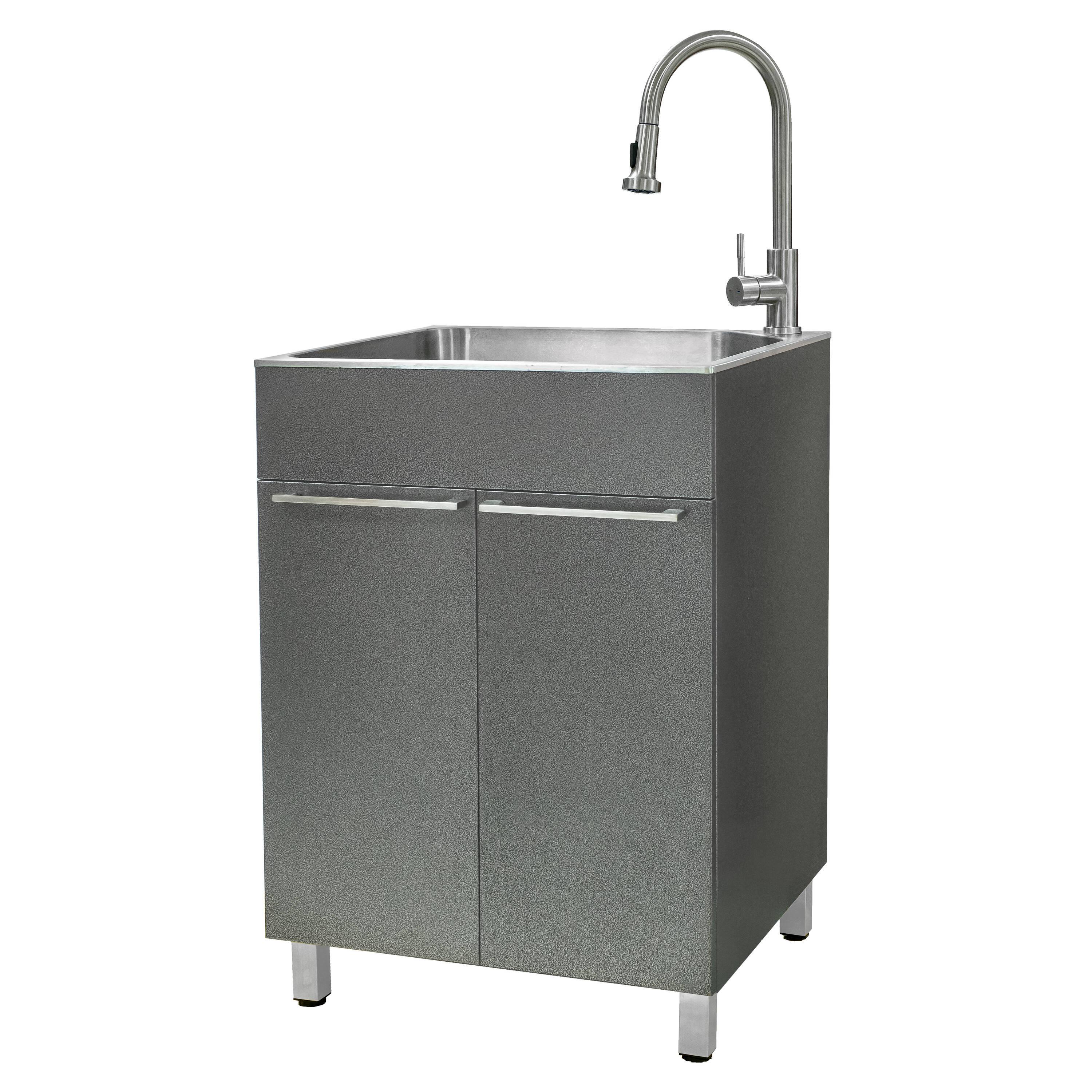 All-In-One 24.1" L x 21.3" W Free Standing Laundry Sink with Faucet