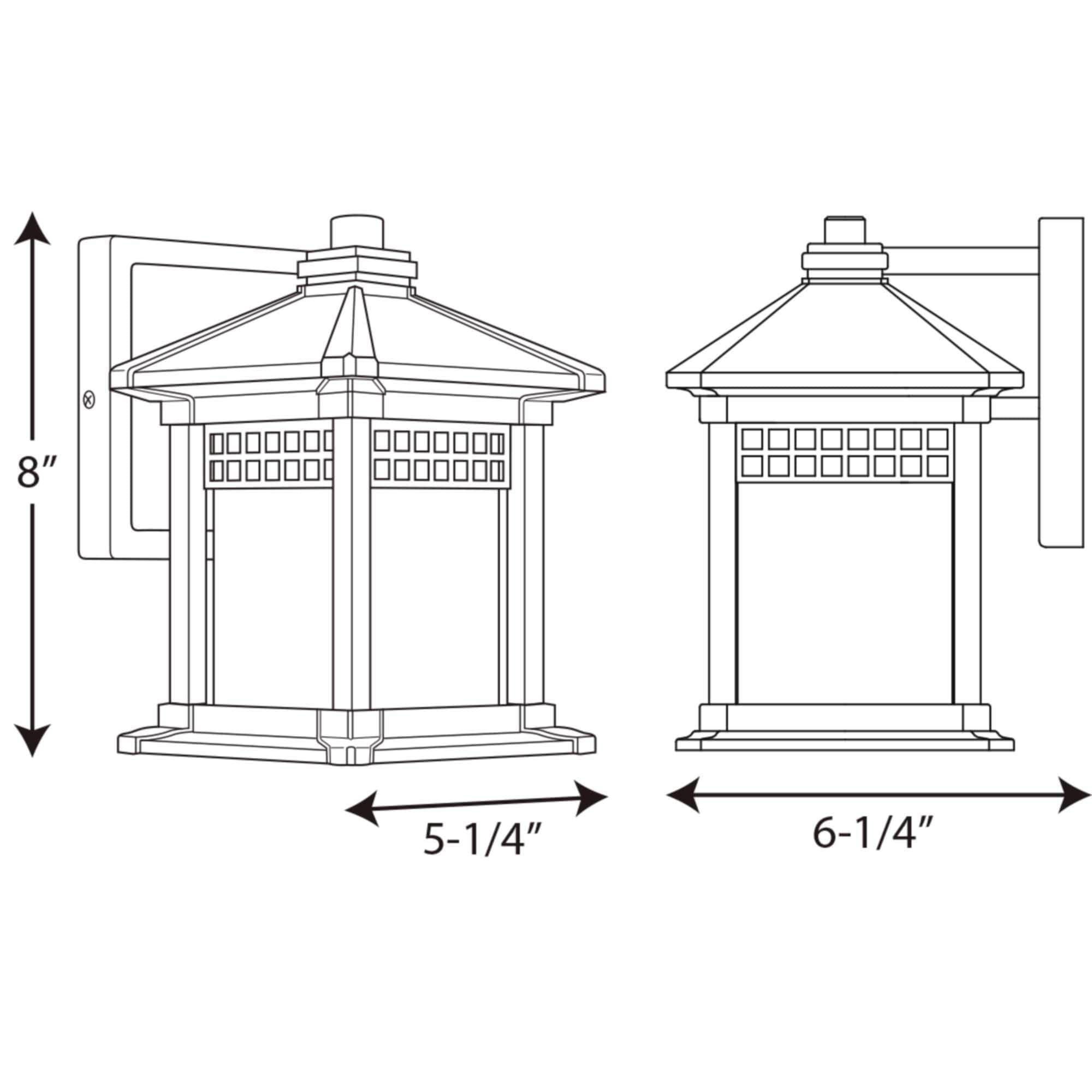 Progress Lighting Merit 1-Light Outdoor Wall Lantern in Black with Square Etched Glass Shade