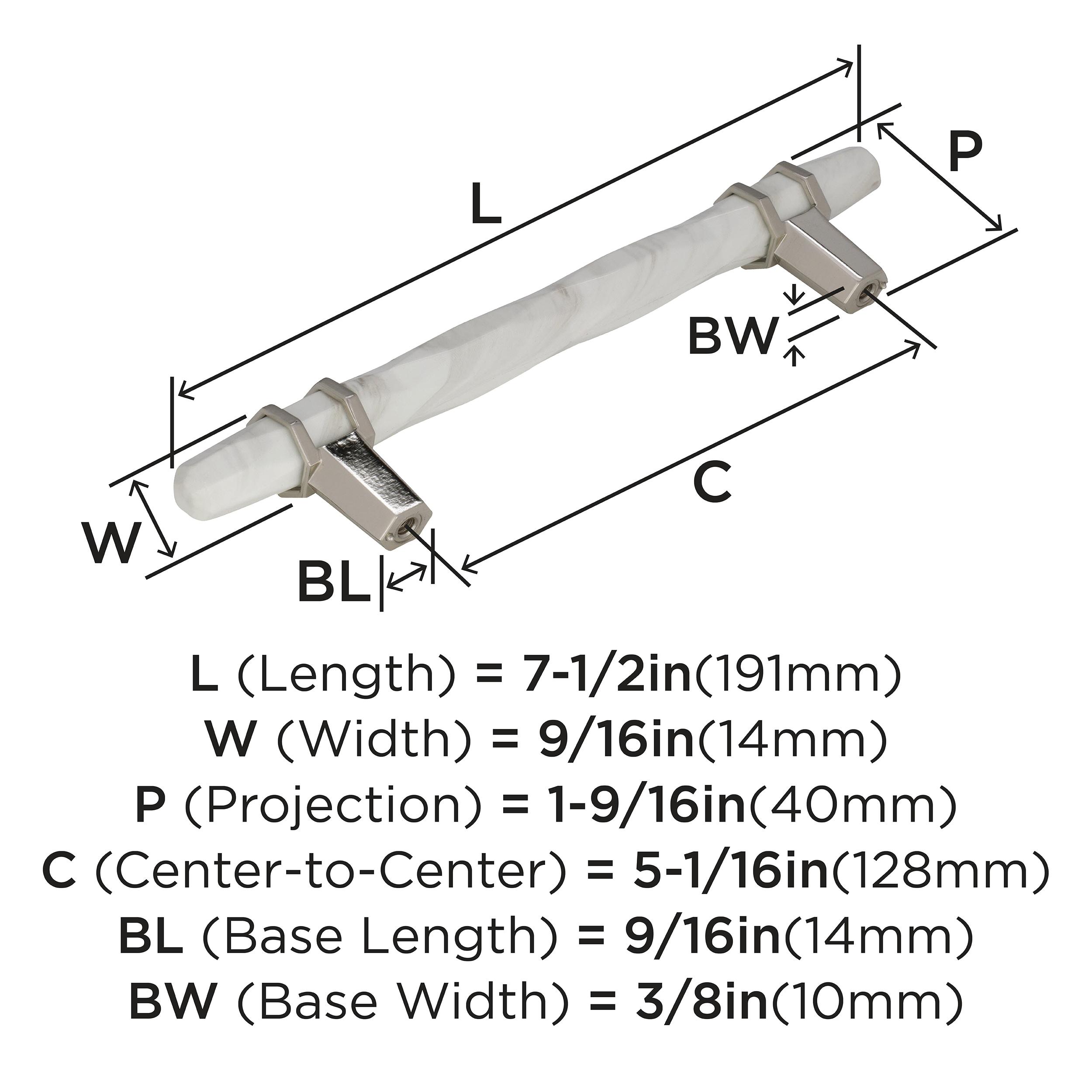 Amerock Bp36649 Carrione 5-1/16" Center To Center Designer Cabinet Pull - White