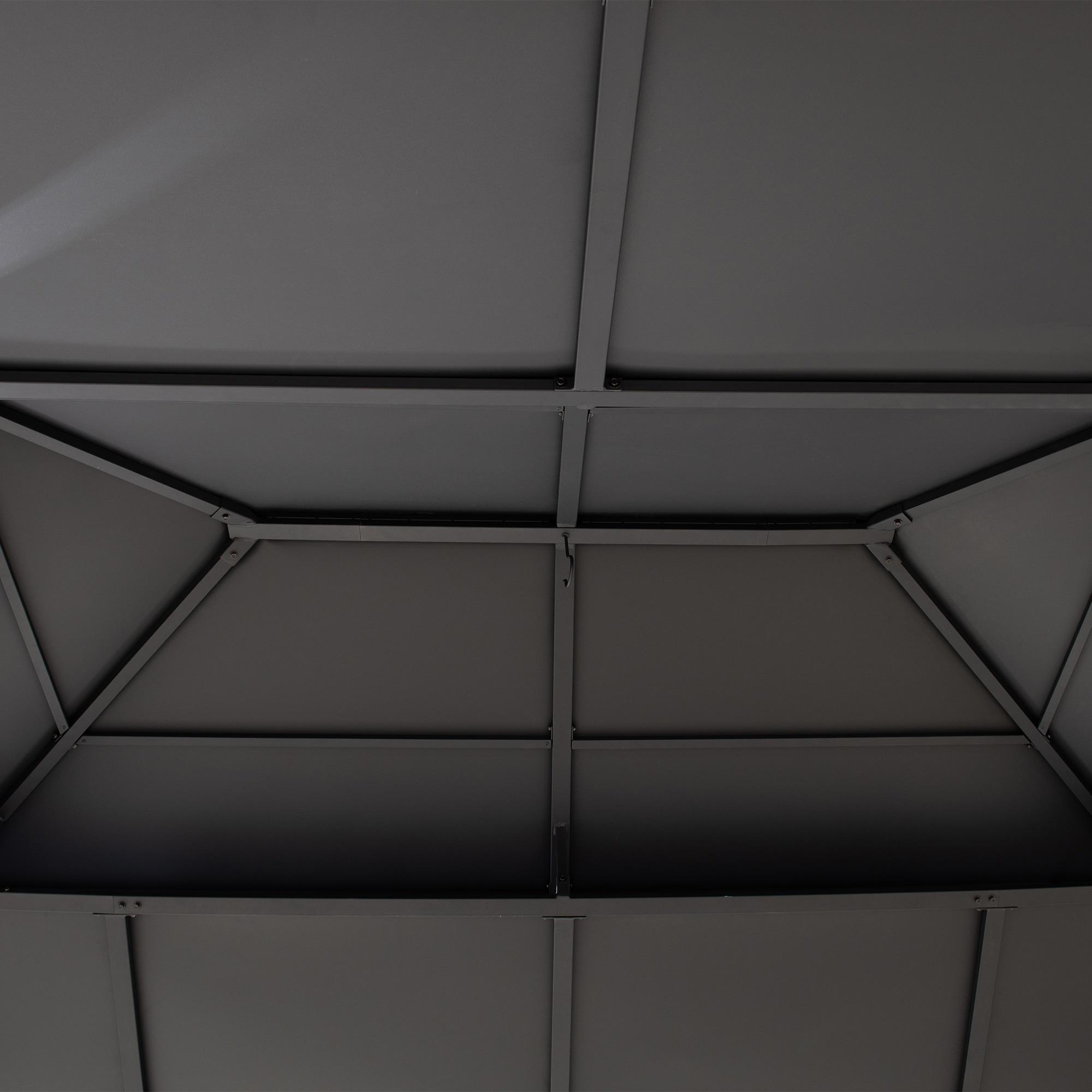 Sunjoy Sunjoy Hardtop Gazebo 12 x 16 ft. Outdoor Gazebo, Heavy Duty Steel Frame Gazebo, Double Tiered Metal Gazebo with Ceiling Hook and Removable Netting Sidewalls