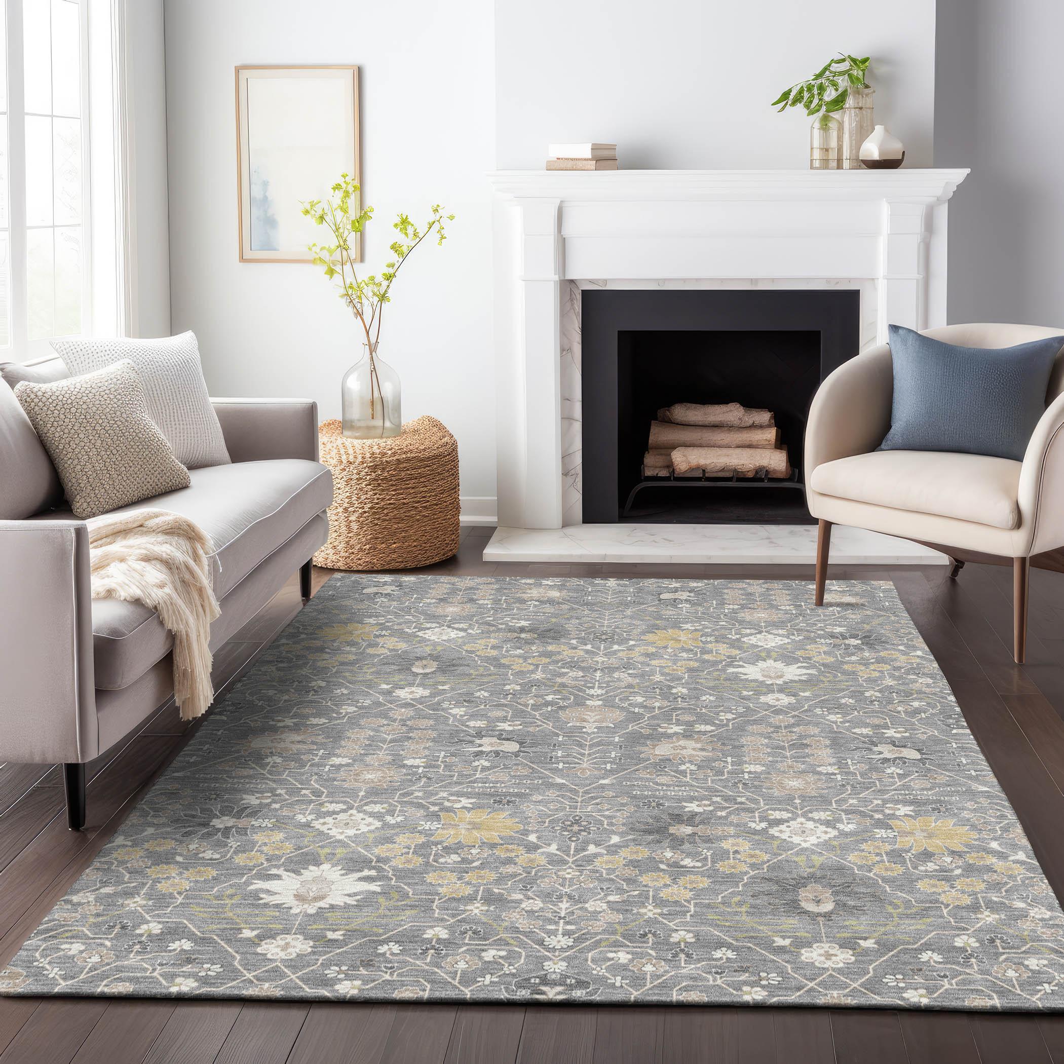 Machine Washable Indoor/Outdoor Chayden ACN1009 Gray 2'3" x 7'6" Runner Rug