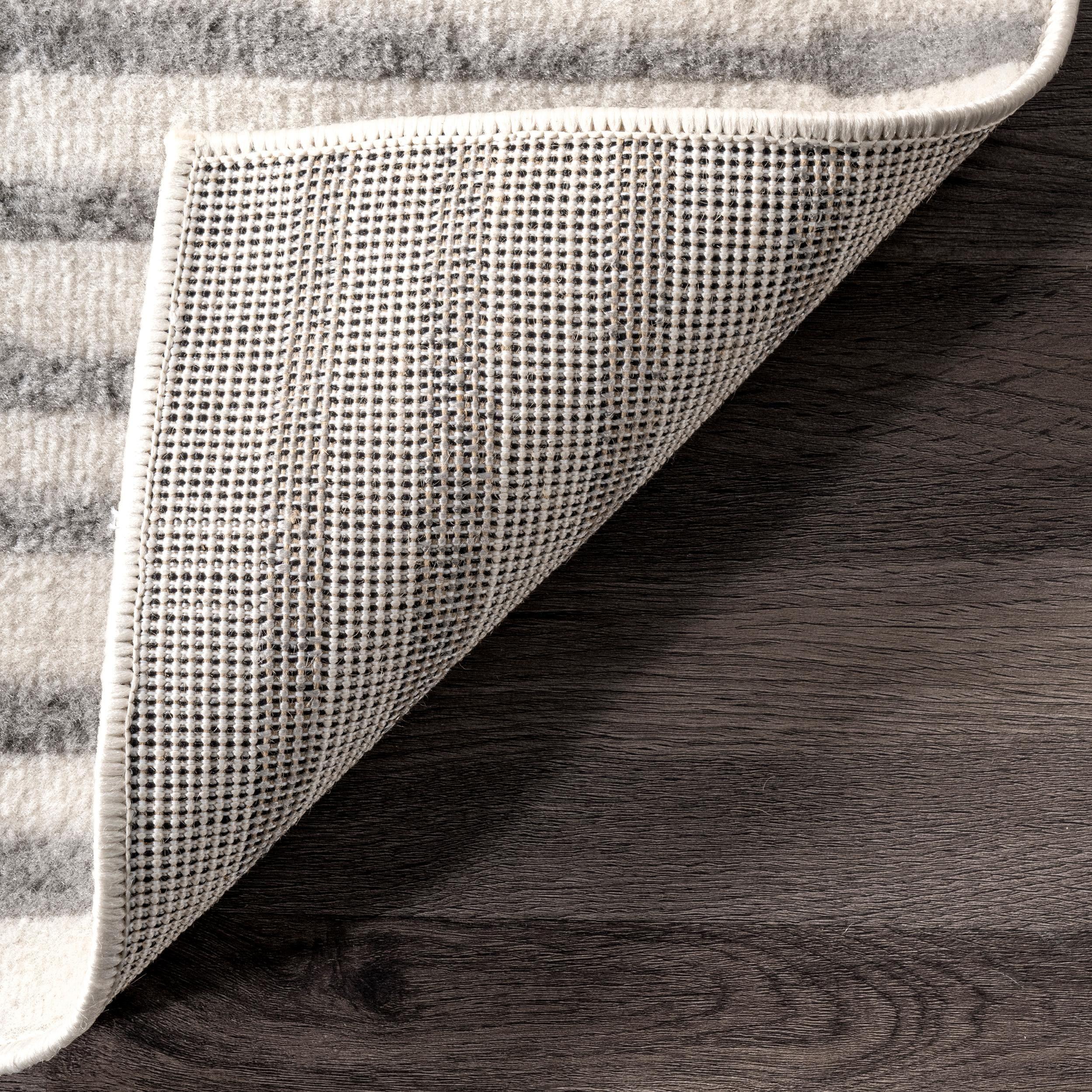 4'x6' Briggs Contemporary Striped Area Rug Light Gray - nuLOOM: Geometric Pattern, Low Pile, Indoor Use, Rectangle