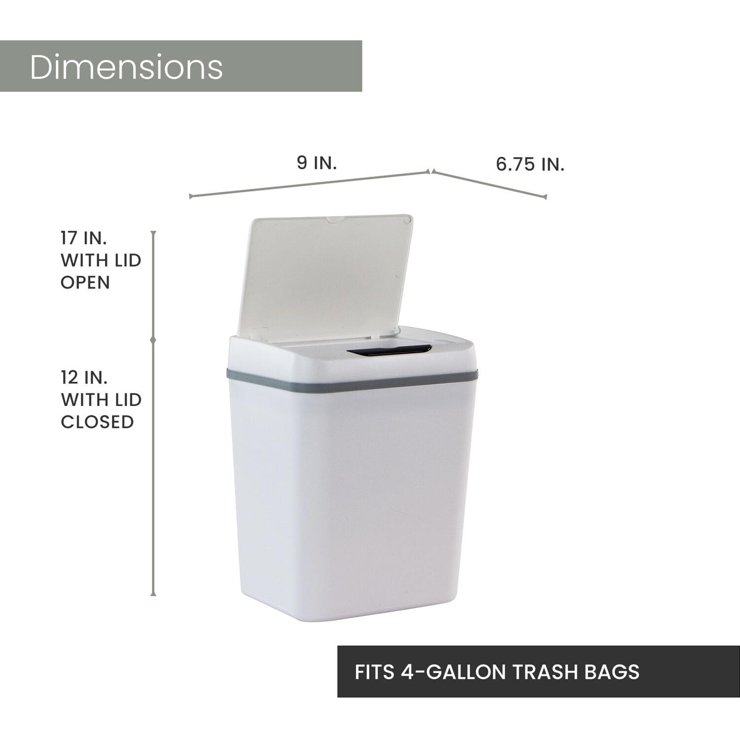 White Plastic Touchless Motion Sensor Trash Can, 2.3 Gallons