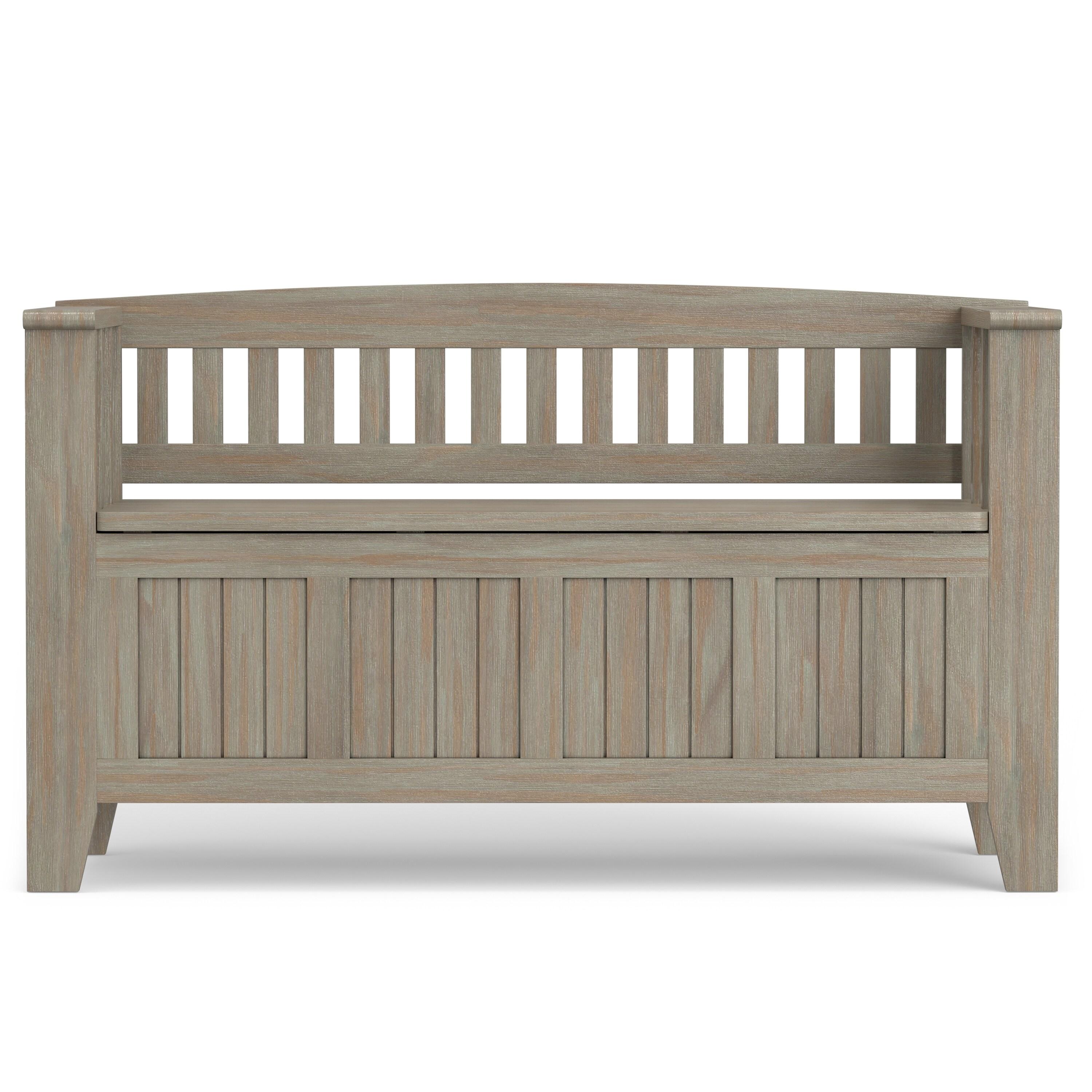 Simpli Home Acadian Solid Wood Entryway Storage Bench with Lift-Top Lid and Dual Compartments