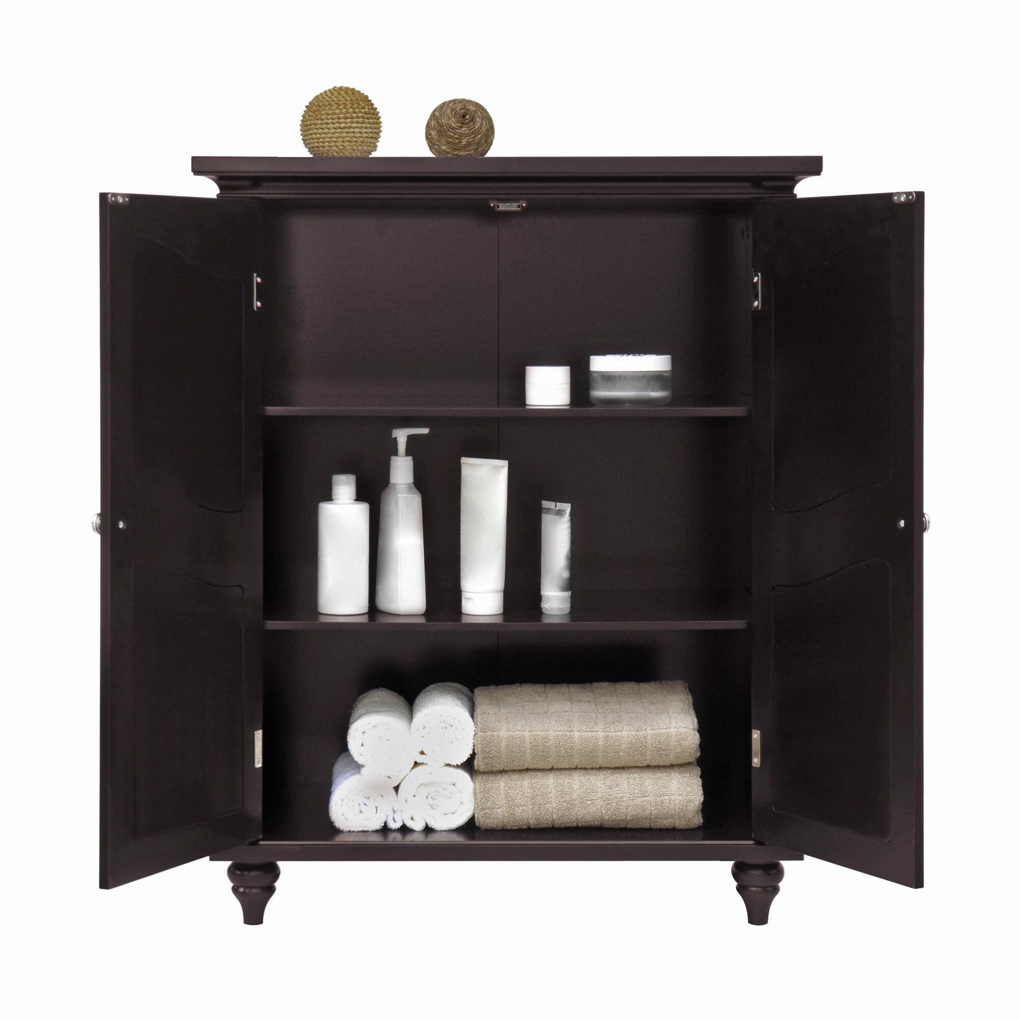 Versailles Floor Cabinet with Two Doors Dark Espresso - Elegant Home Fashions: Adjustable Shelves, MDF Construction