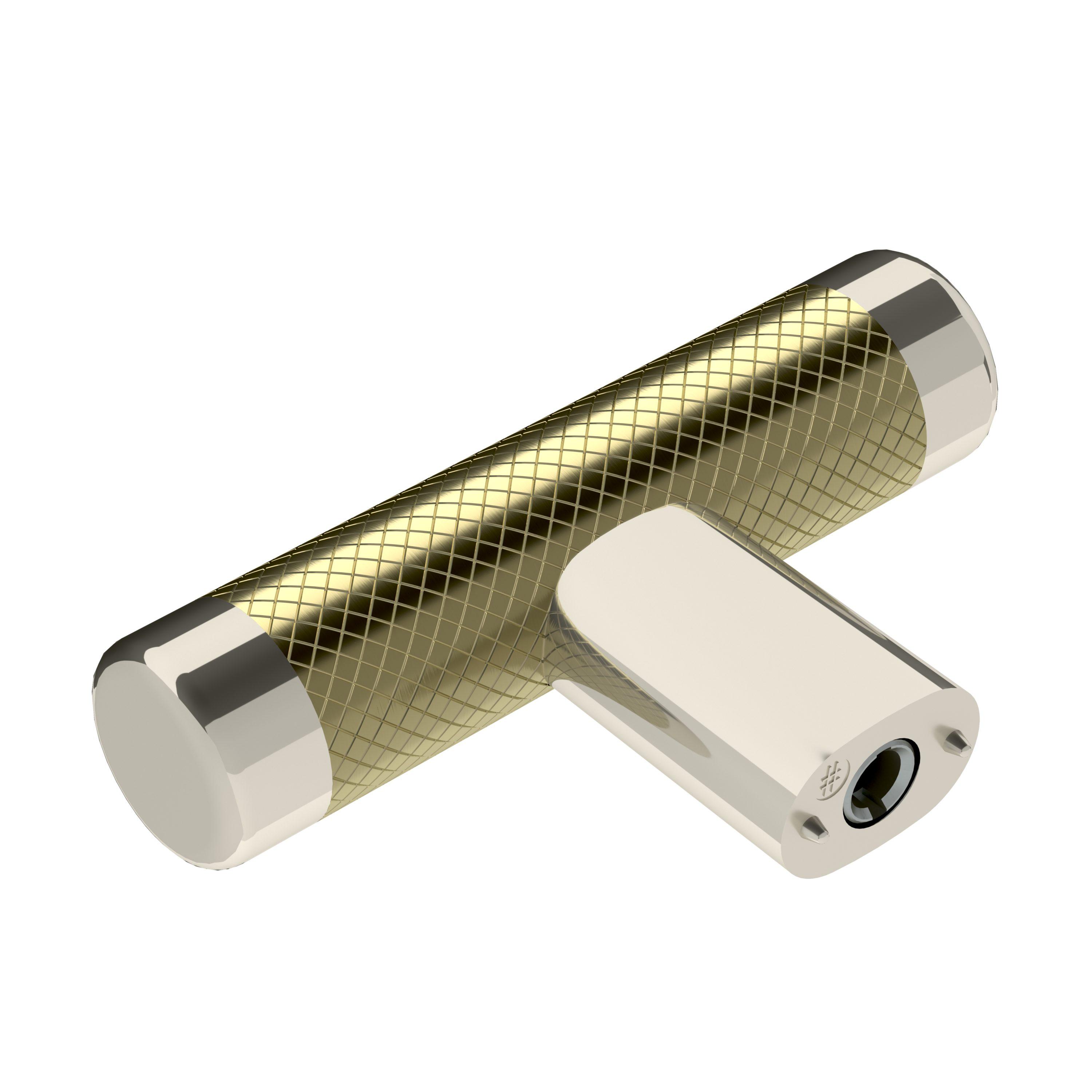 Amerock Esquire 2-5/8 inch (67mm) Length Polished Nickel/Golden Champagne Cabinet Knob