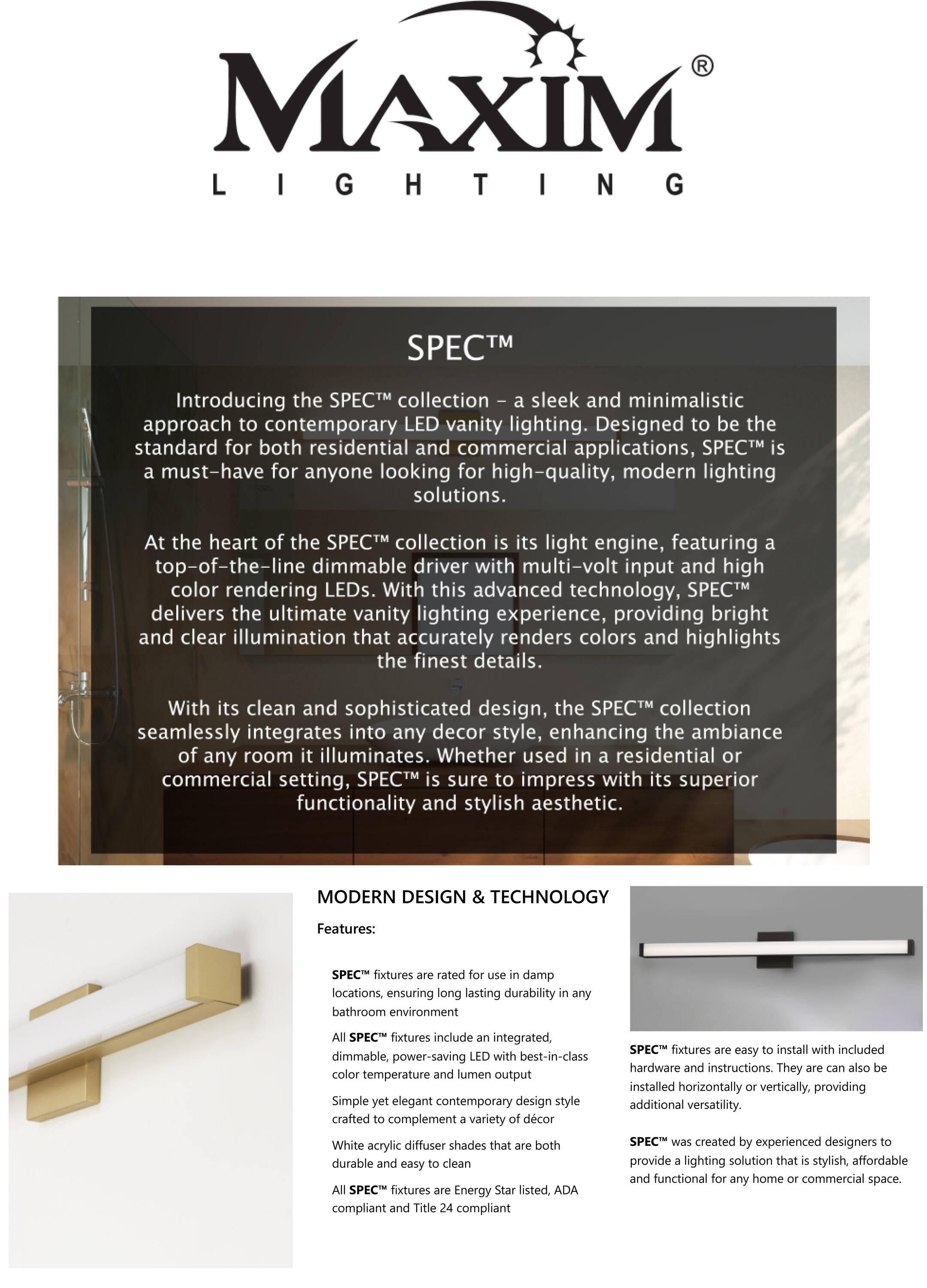 52004BZ-Maxim Lighting-Spec-LED Bath Vanity Light-Minimalistic Contemporary Style-Bronze Finish-30 Inch Size