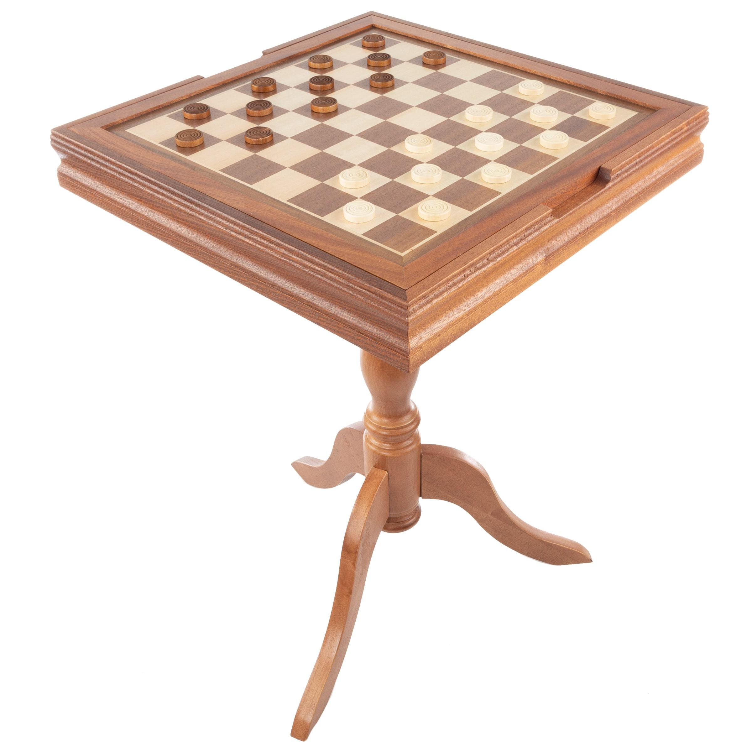 Toy Time Chess and Backgammon Pedestal End Table - Brown