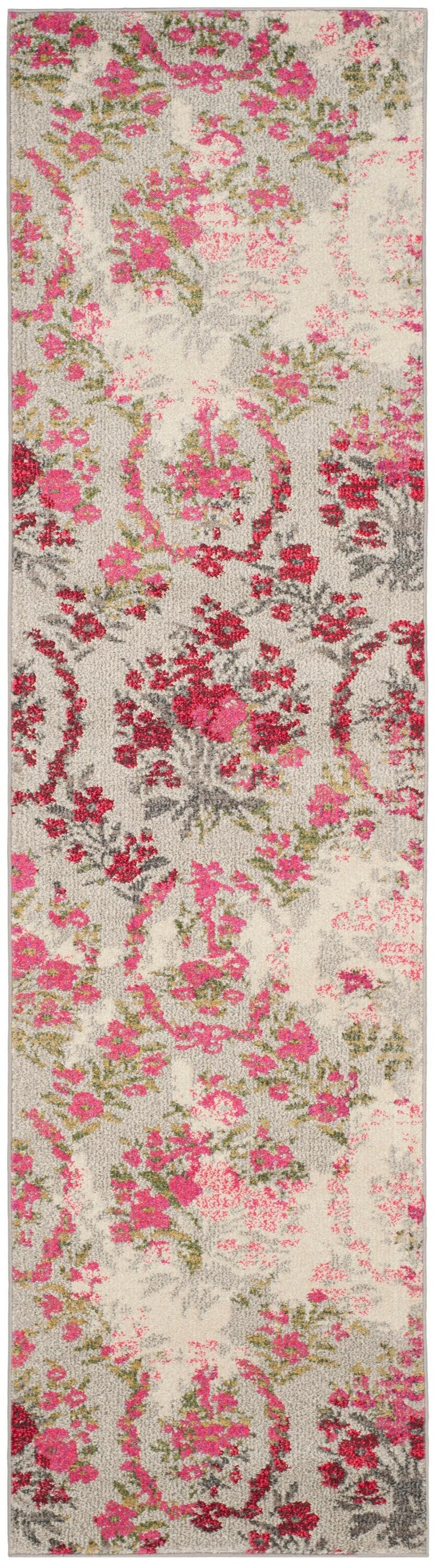 Monaco MNC205 Power Loomed Indoor Runner Rug - Ivory/Pink - 2'2"x12' - Safavieh.