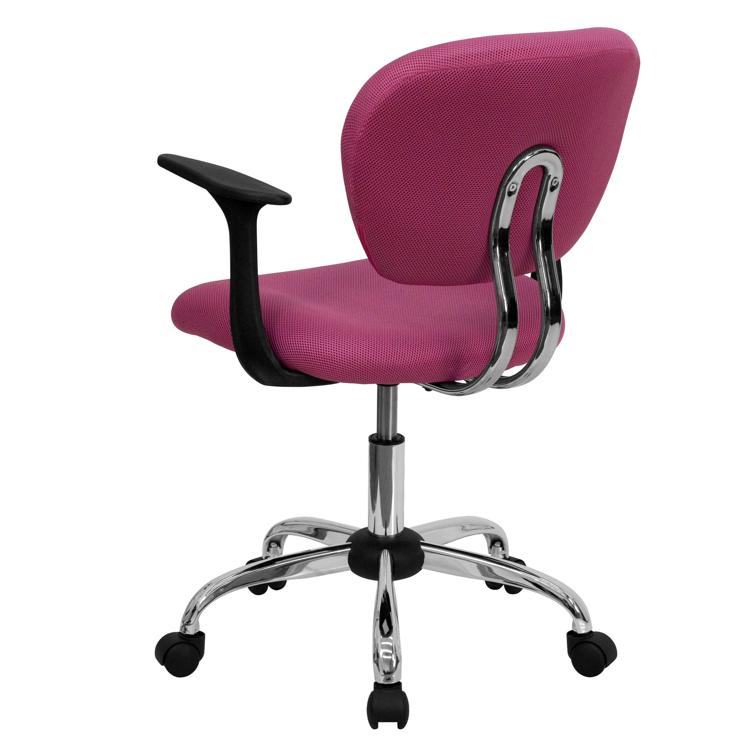 Swivel Mid-Back Pink Mesh Task Chair with Chrome Base