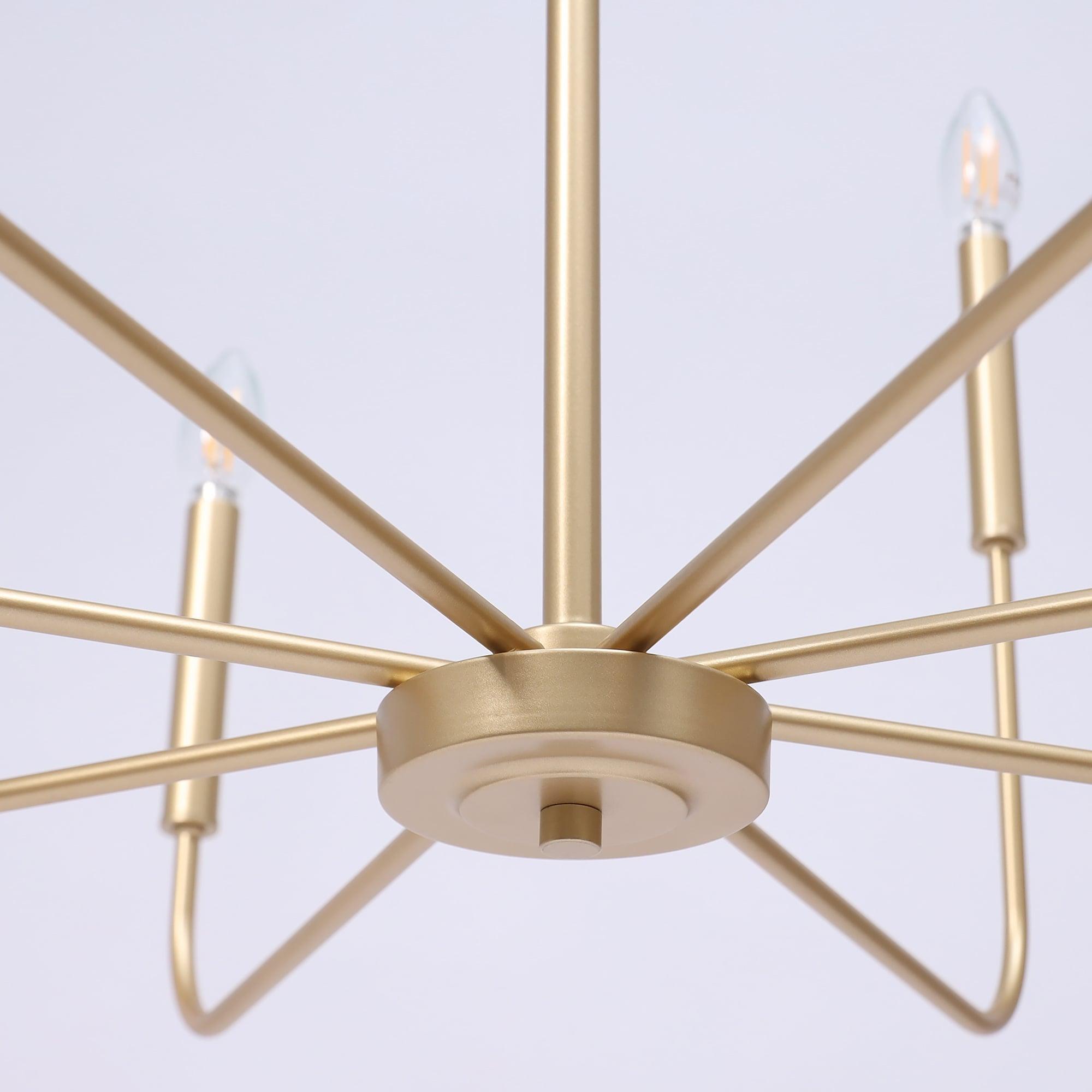 LNC 8-Light Matte Gold Modern/Contemporary Candle LED Dry rated Chandelier for Living Room