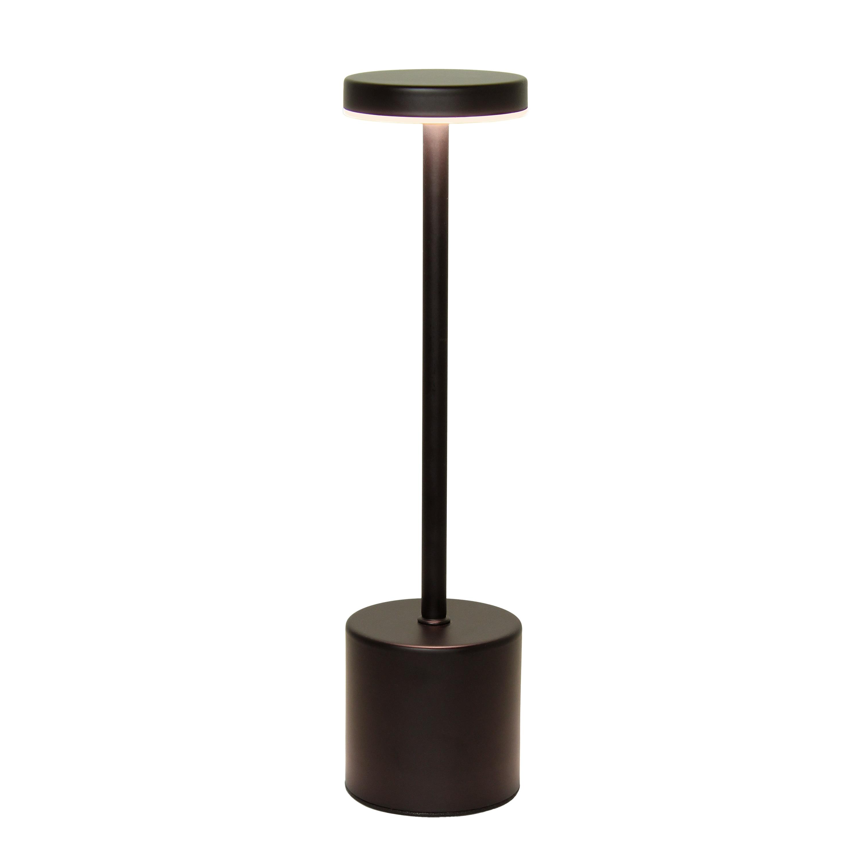 Simple Designs 12.75" Mushroom Magic Disc Dimming and Rechargeable Cordless 4-Way Touch Sensor Stick Desk Lamp Black