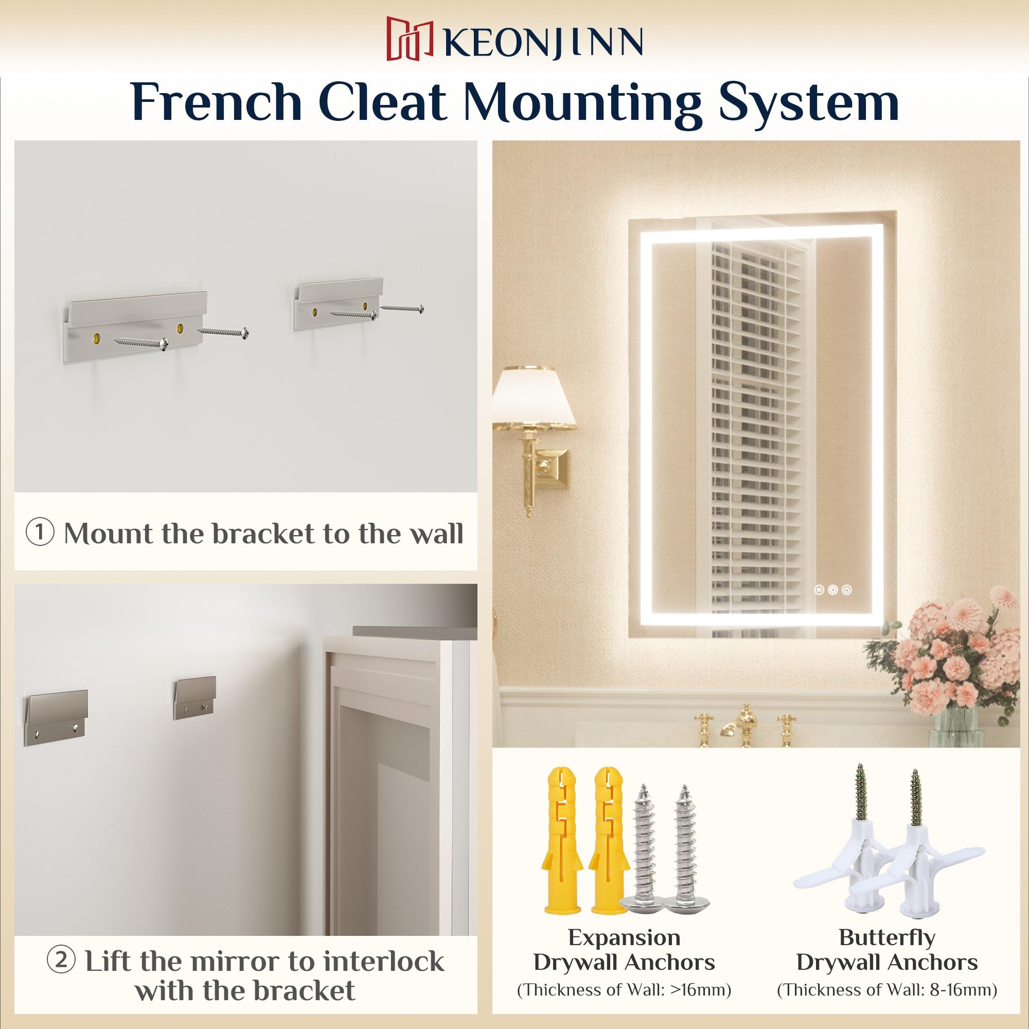 Keonjinn LED Bathroom Vanity Mirror, Front Light & Backlit, 3 Color Temperatures, Anti Fog, Double Lights Strips, 24"x32"