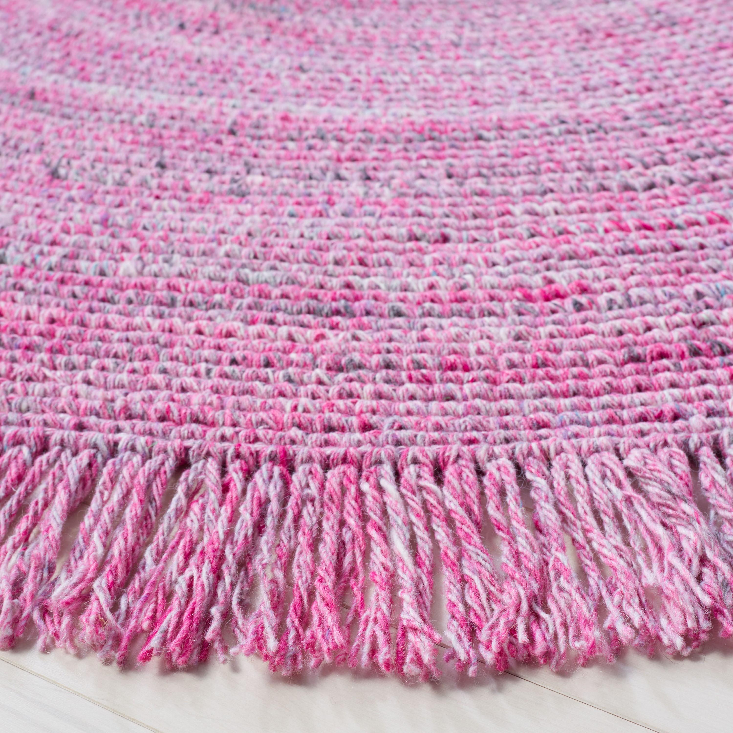 Braided BRD275 Hand Braided Area Rug - Pink/Ivory - 4' round - Safavieh.