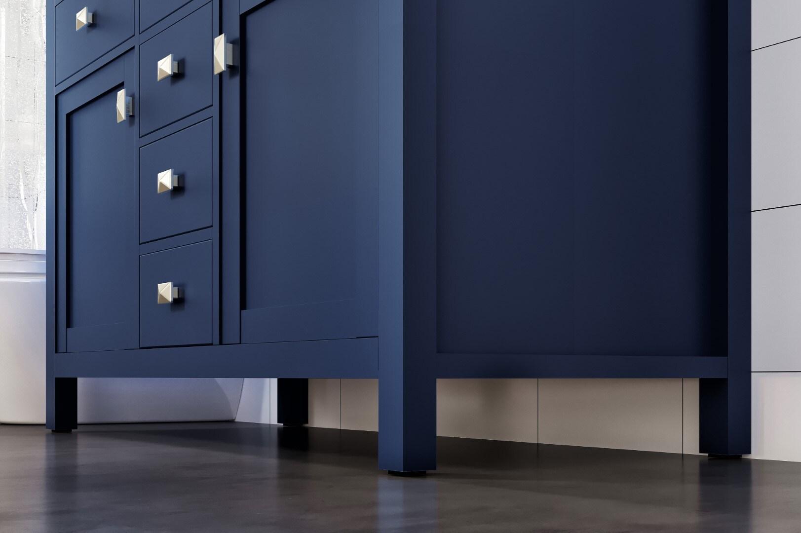 Totti Artemis 48" Blue Transitional Double Sink Bathroom Vanity w/ White Carrara Style Man-Made Stone Top