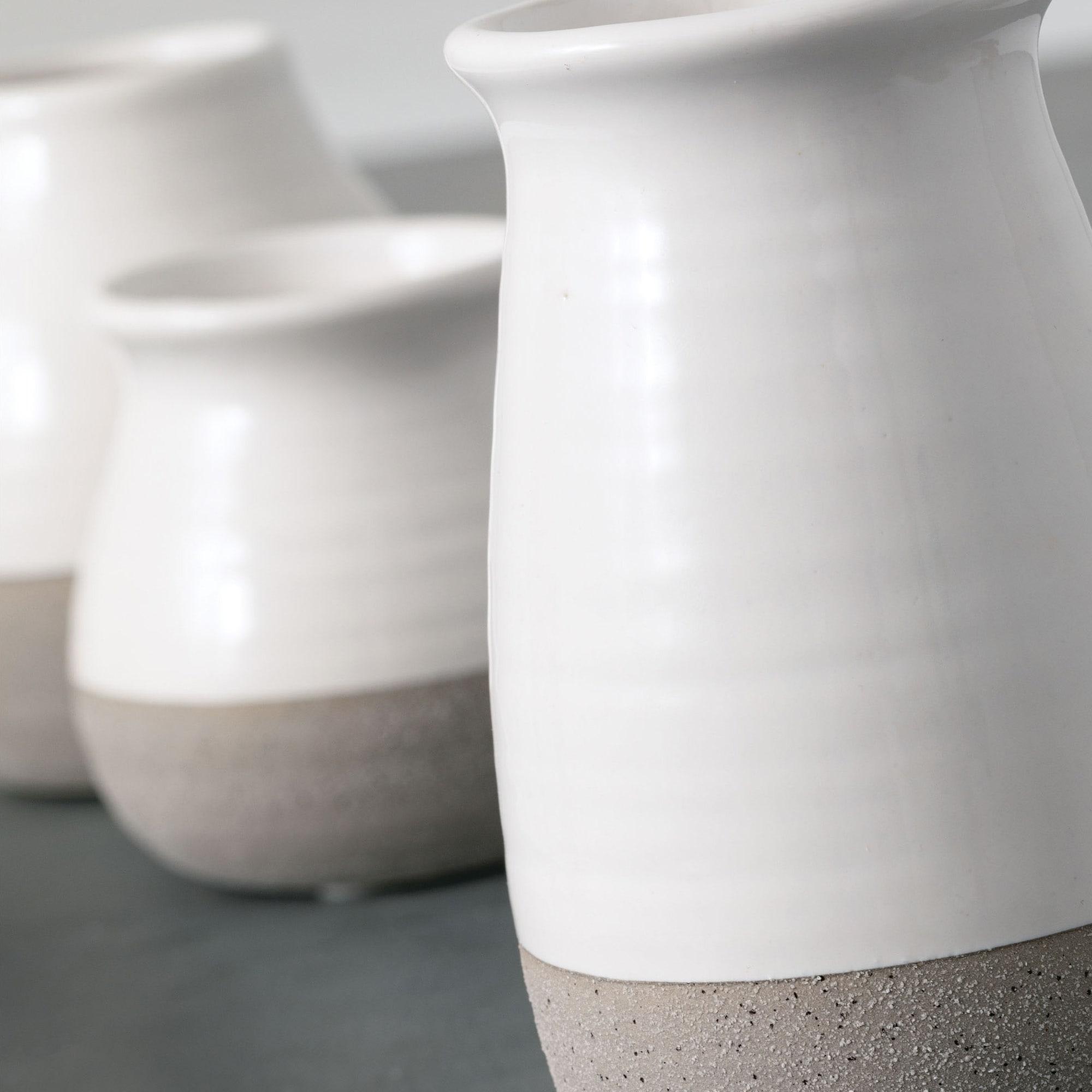 Sullivans Set of 3 Petite Ceramic Vases 3"H, 4.5"H & 5.5"H Gray and White
