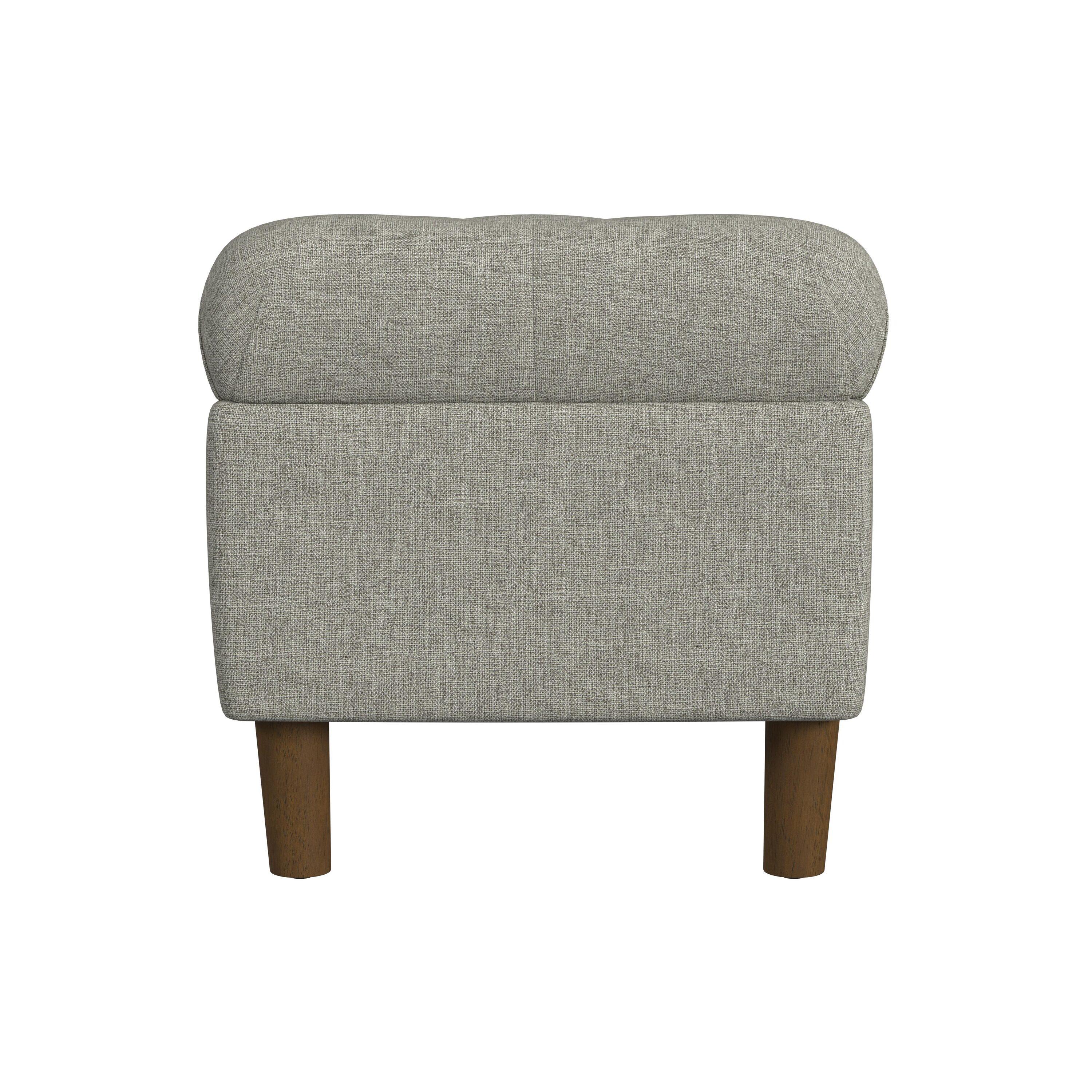 Button Tufted Storage Bench with Cone Wood Legs Gray - HomePop: Hinged Lid, Bedroom Ottoman