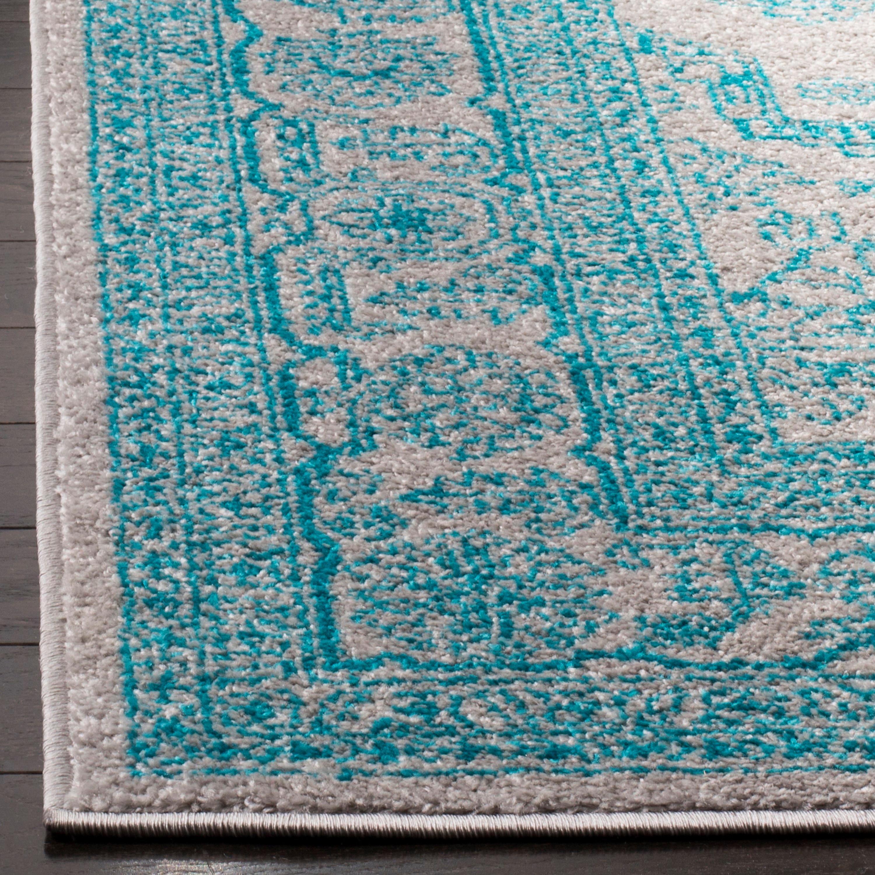 Adirondack ADR108 Power Loomed Area Rug - Light Grey/Teal - 6'x6' - Safavieh.