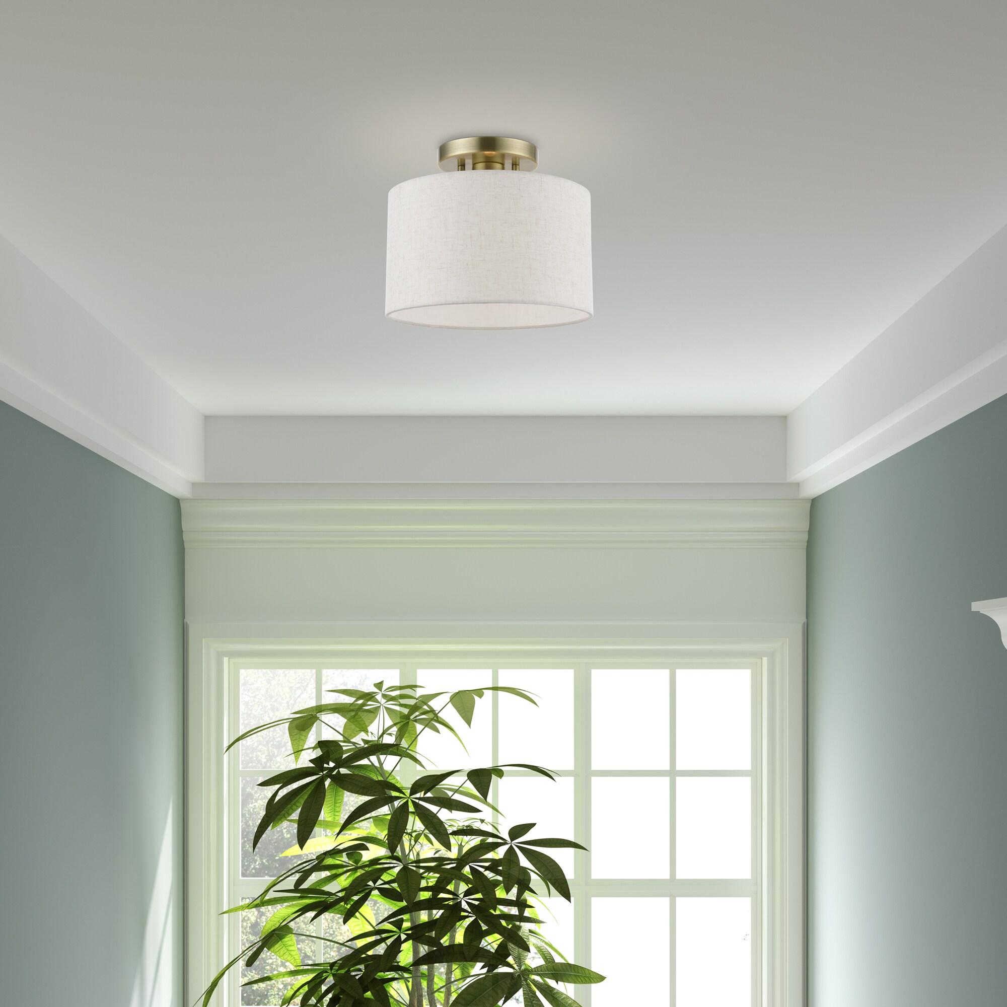 Livex Lighting Blossom 1 - Light Semi-Flush Mount in  Antique Brass